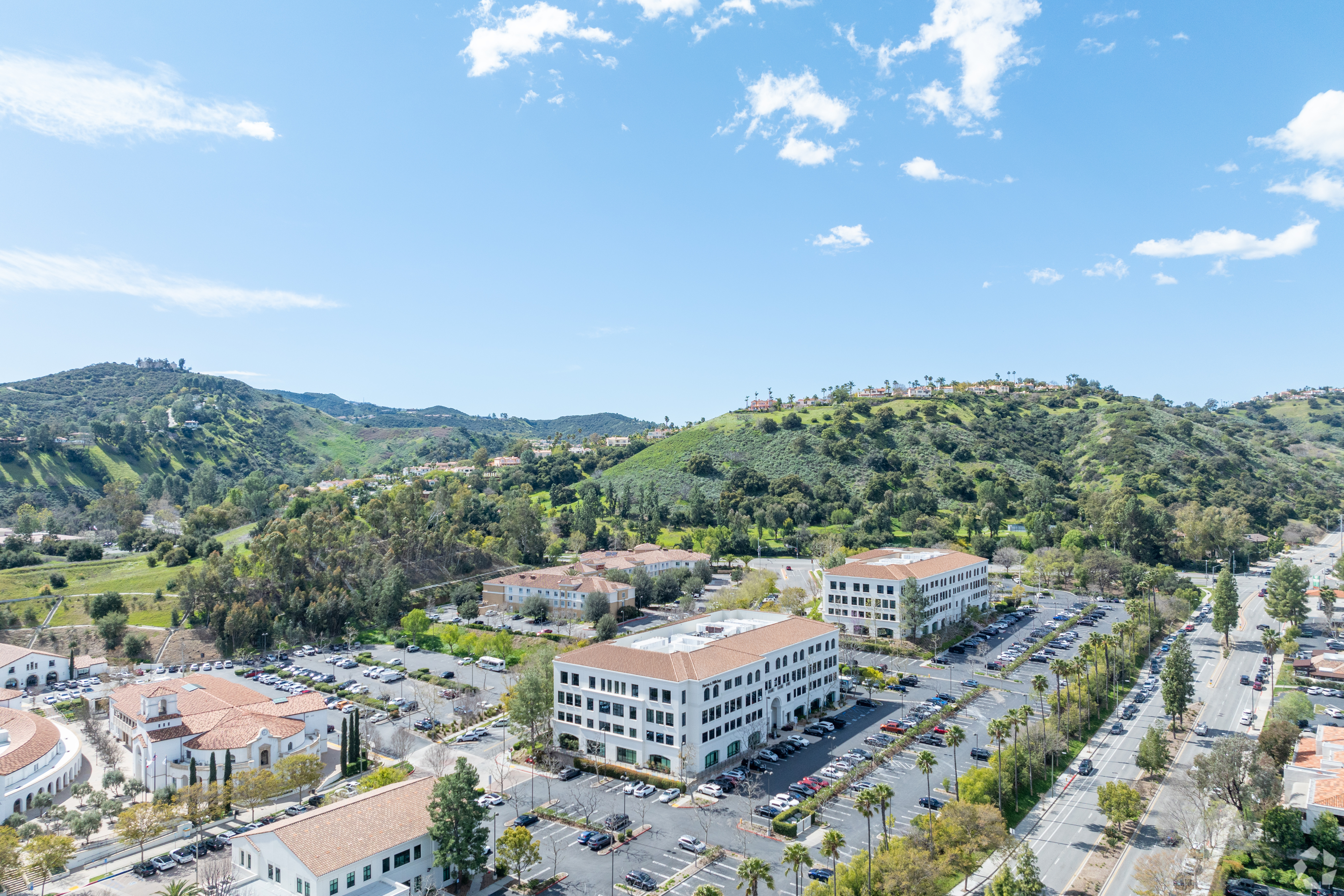 Marcus & Millichap, with headquarters at this office park in Calabasas, California, reported a $5.5 million loss in the second quarter. (CoStar)