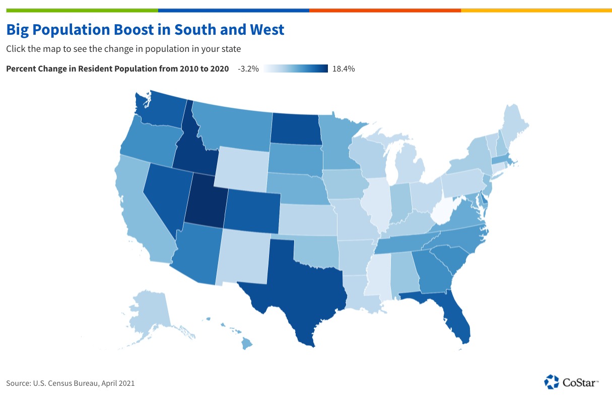 Which State Gained or Lost Residents in the Past Decade