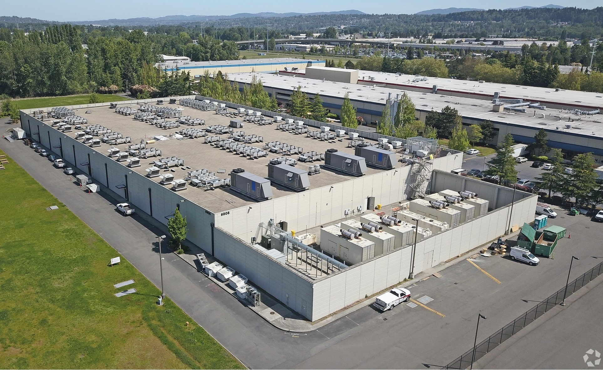 This data center in Kent, Washington, owned by the REIT Equinix, was certified by the Green Building Initiative for its use of sustainable energy sources. (CoStar)