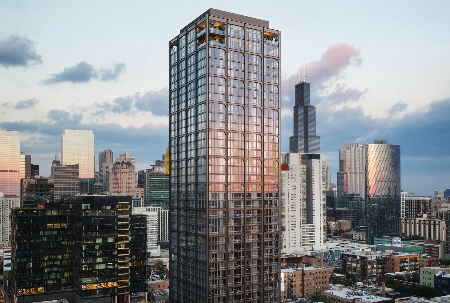 The Row Fulton Market, at 495 feet, will be the tallest building in Chicago’s former meatpacking district when it opens in June. (Related Midwest)
