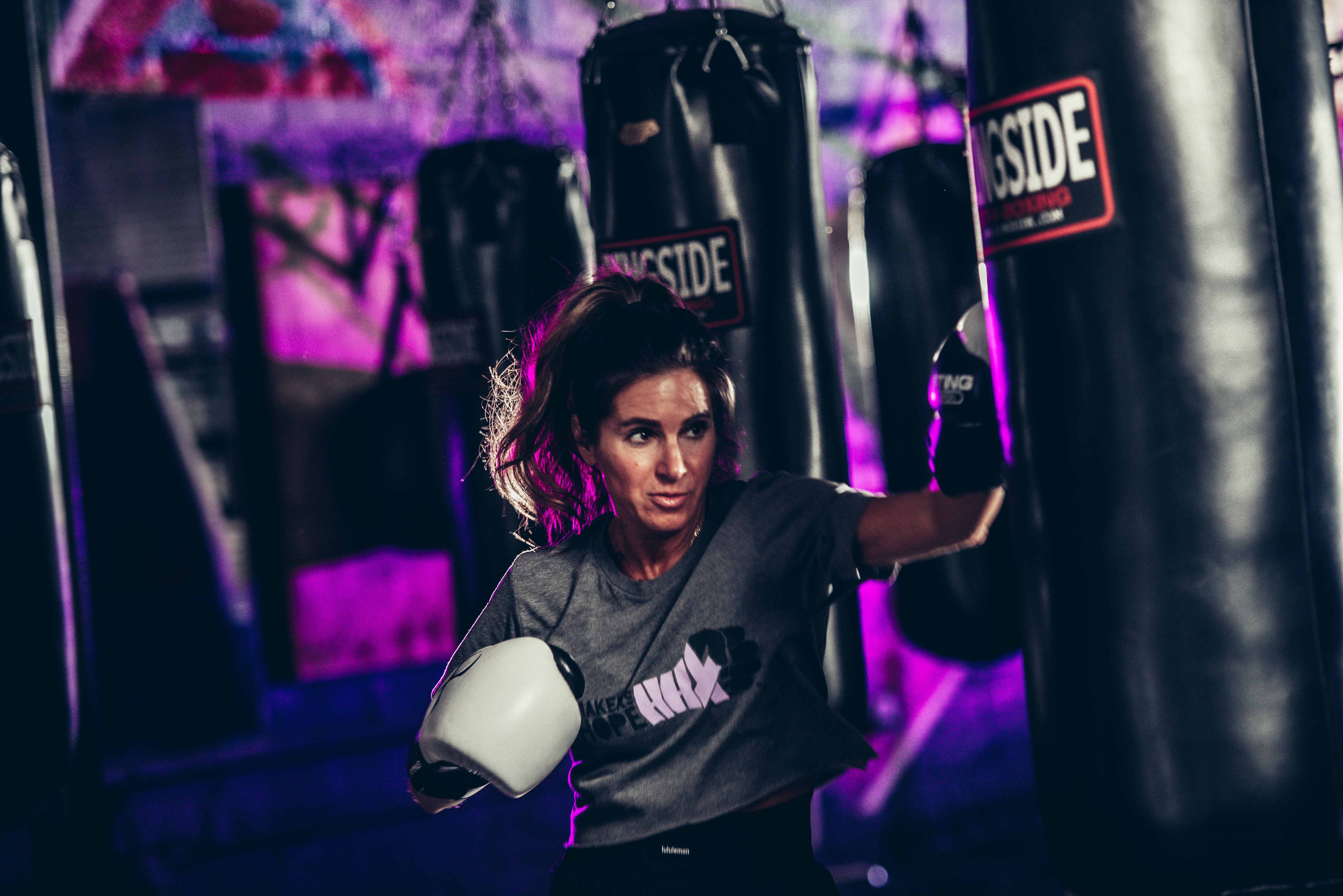 Lucia Hedke prepares to step into the boxing ring, and has been training since November for her first fight. (Hops & Hitched)