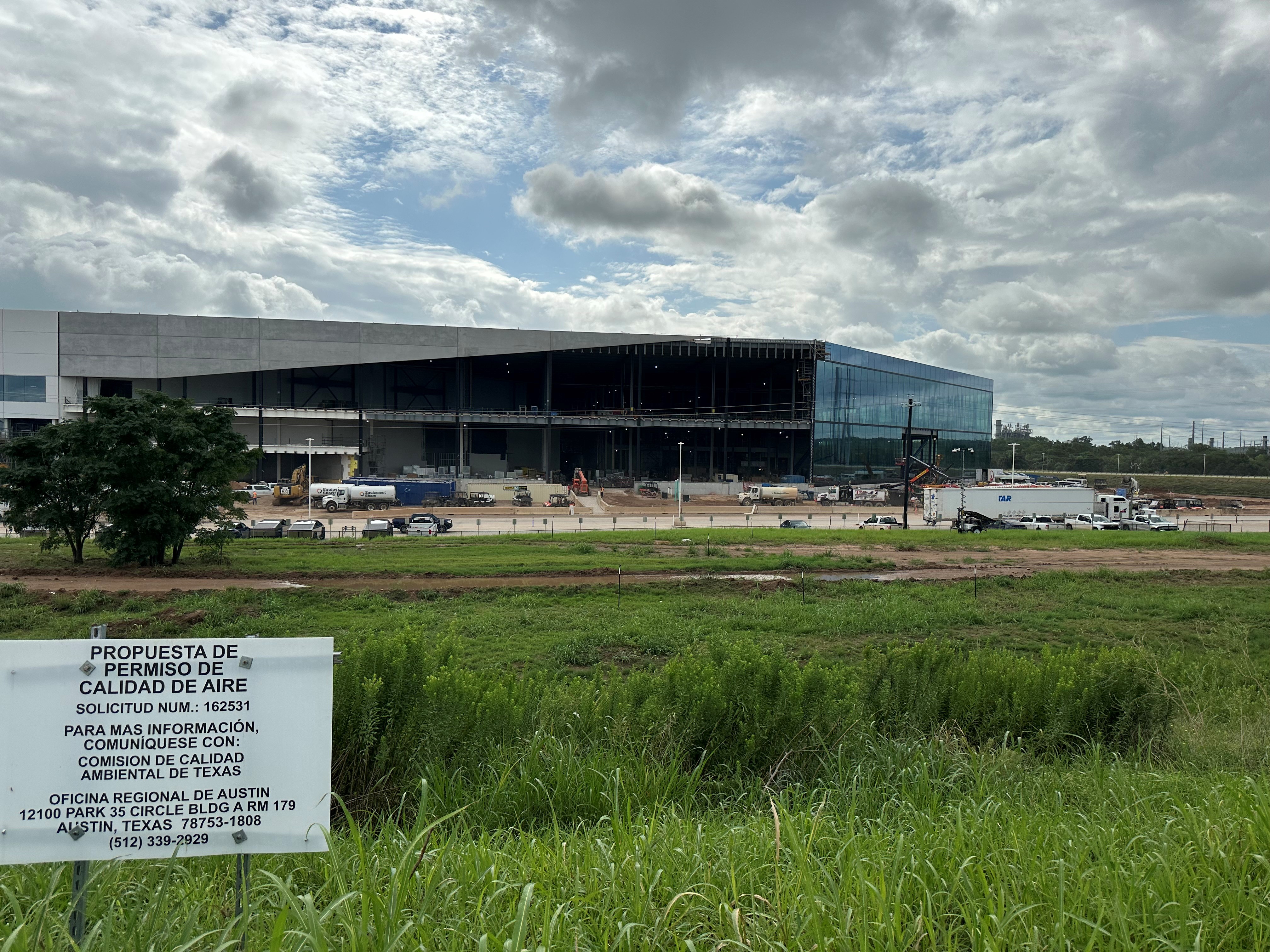 Work on the southern end of Tesla's factory and headquarters in Austin, Texas, is almost complete. The expanded space is expected to be used as a data center for Tesla's artificial intelligence operations. (Parimal M. Rohit/CoStar News)