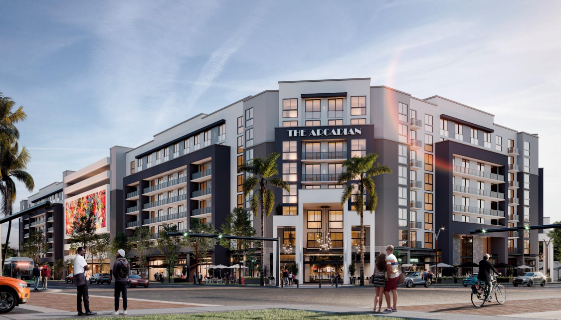 The Arcadian, a mixed-use project, has broken ground in Fort Lauderdale's Progresso Village after securing construction financing. (Arquiflexia)