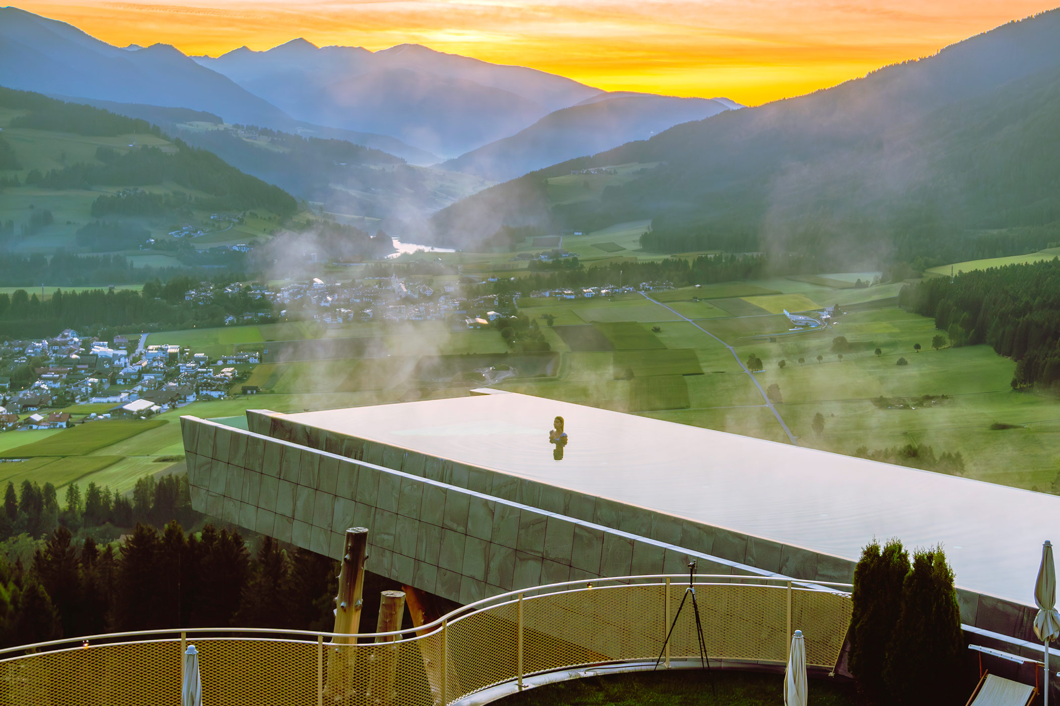 From mountain views to spa escapes, some of the world's most interesting hotel pools includes the Alpin Panorama Hotel Hubertus in Italy. (Getty Images)
