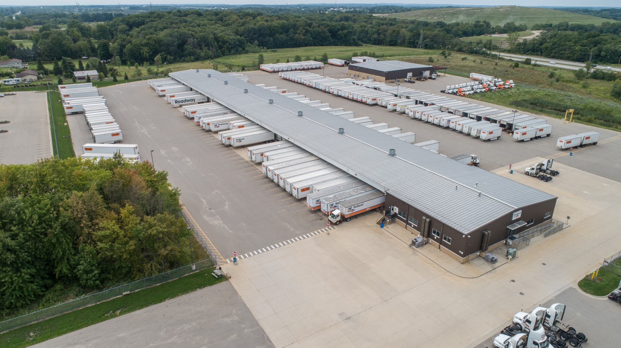 If Yellow Corp. receives bankruptcy court approval, it may establish a real estate investment trust that would control dozens of truck terminals in the U.S. and Canada, including this one near Grand Rapids, Michigan. (CoStar) 