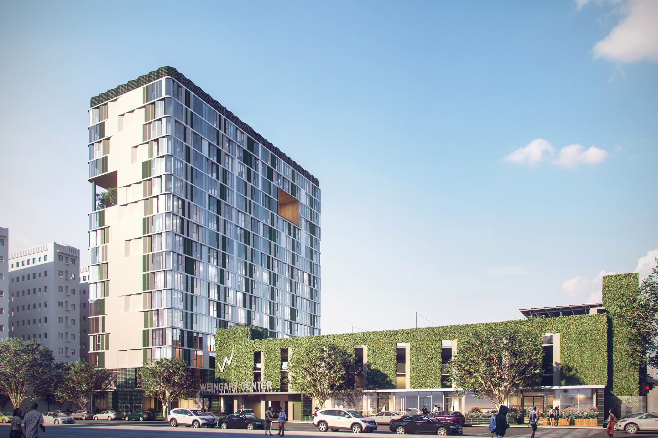 Rendering of a 17-story permanent supportive housing development is proposed at 600 S. San Pedro St. in Los Angeles. (Related California) 
