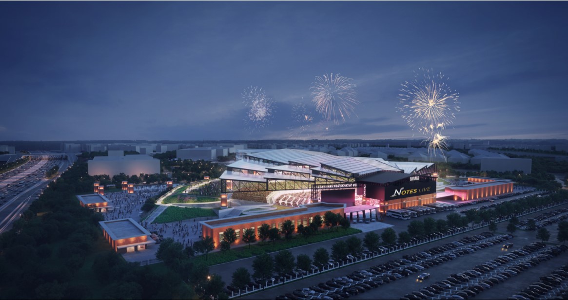 The planned 20,000-capacity concert amphitheater is expected to cost upward of $300 million, Notes Live CEO told CoStar News. (Notes Live)