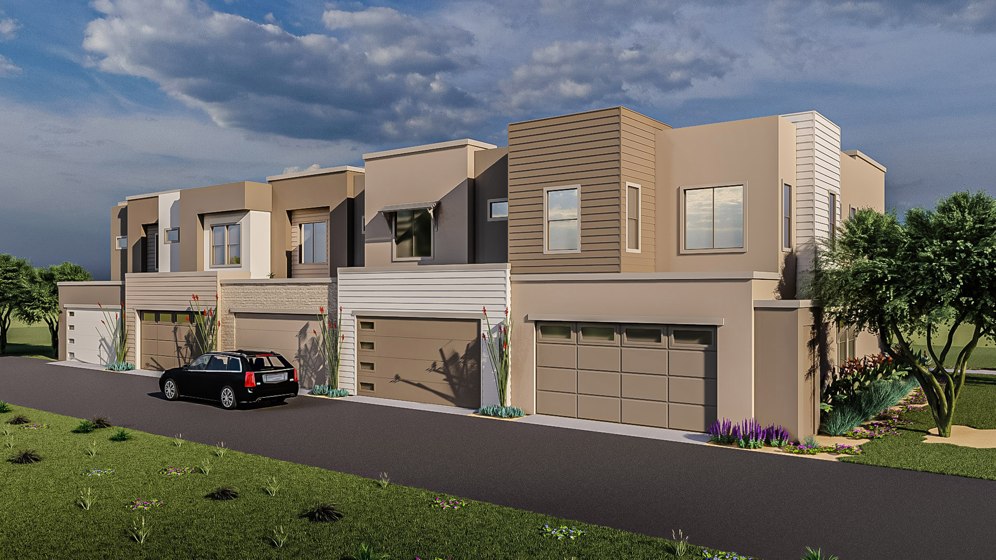 Town Germann will have luxury units with two-car garages. (Family Development Inc.)