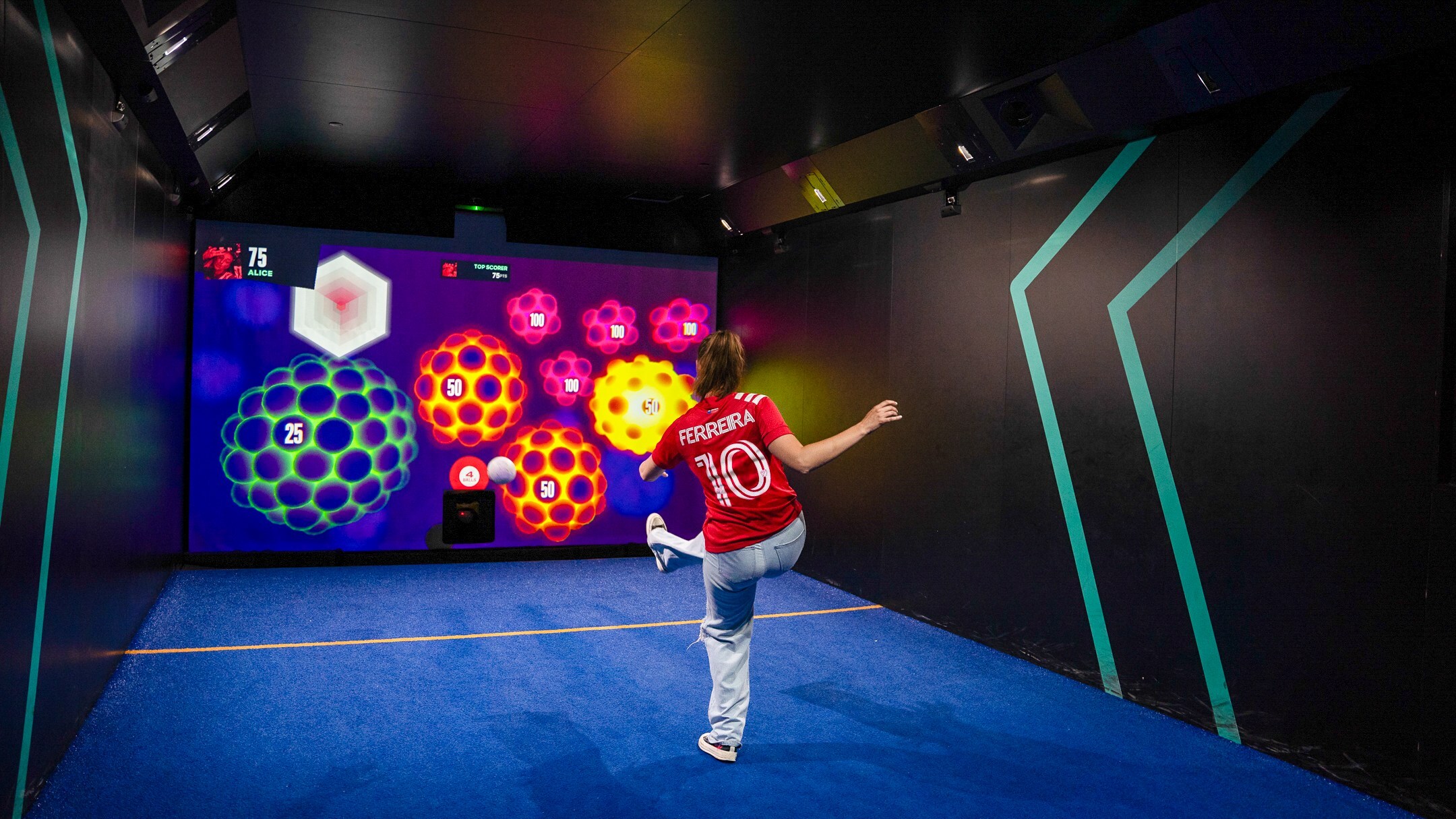 Bays at TOCA Social tracks soccer balls being kicked by visitors. (TOCA Social)