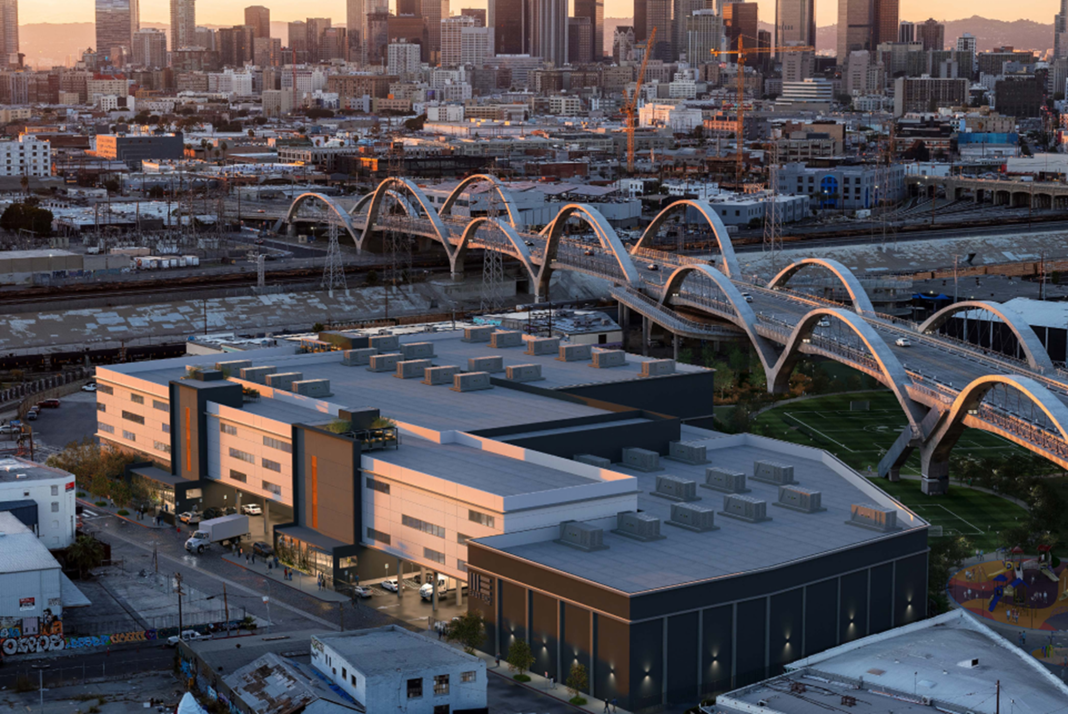 A rendering of the planned Mission Campus at 2233-2251 Jesse St. in Los Angeles. (East End Capital)
