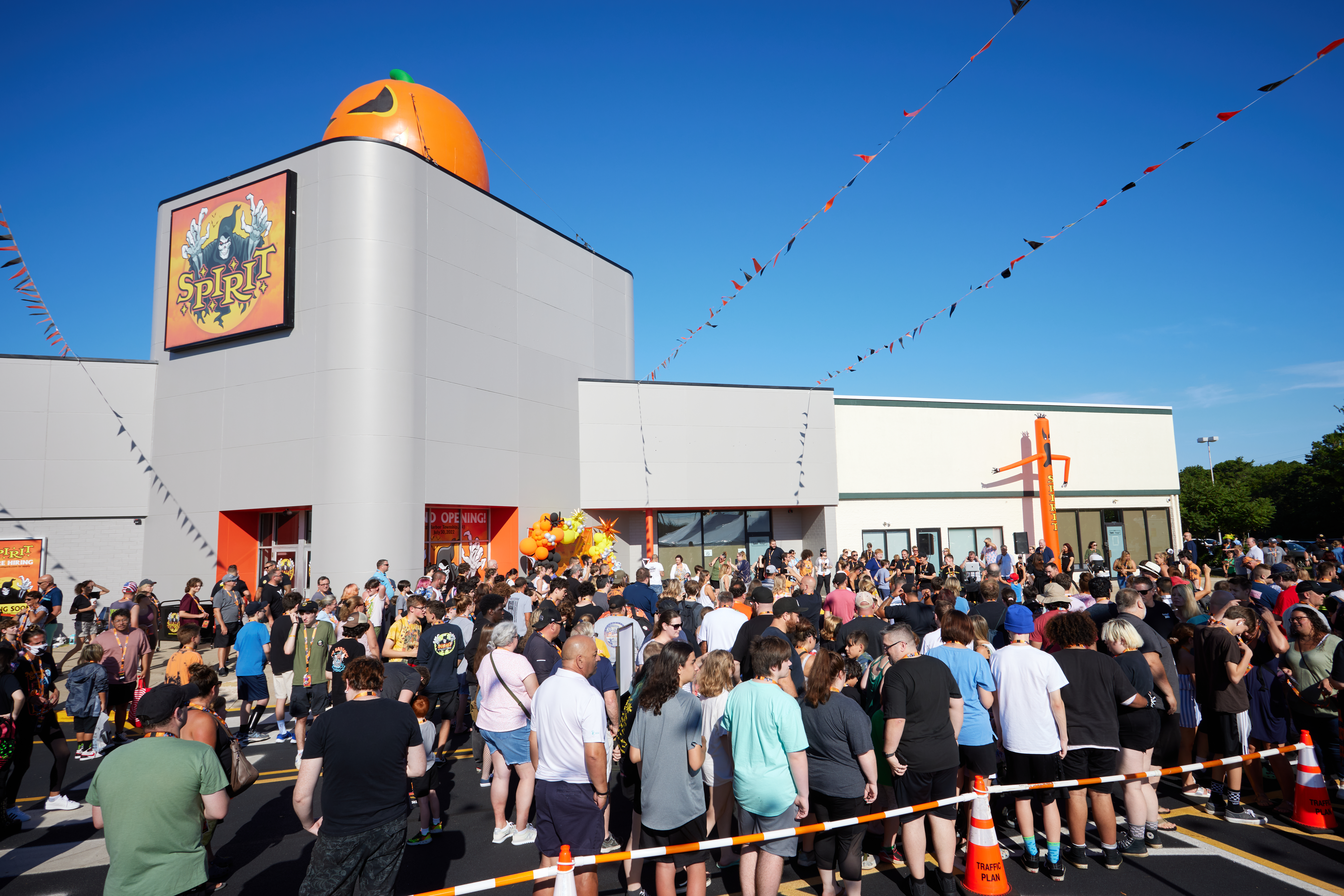 A throng of people came to the seasonal debut of Spirit Halloween's flagship last month. (Spirit Halloween)
