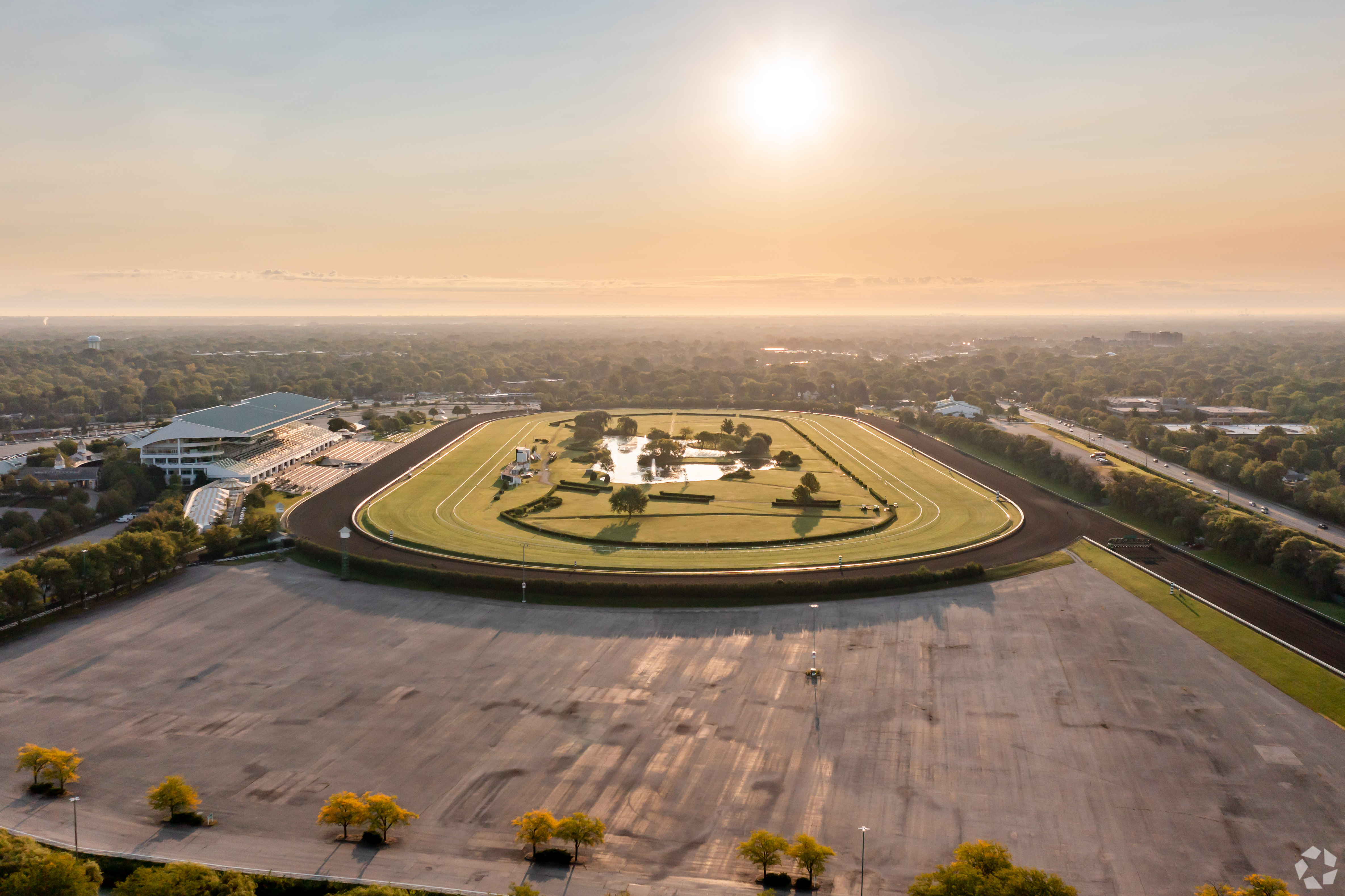 The Chicago Bears have received the first permit to begin tearing down buildings at the former Arlington International Raceway site in Arlington Heights, Illinois. The NFL team wants to build a new football stadium complex there. (Emelia Czader/CoStar)