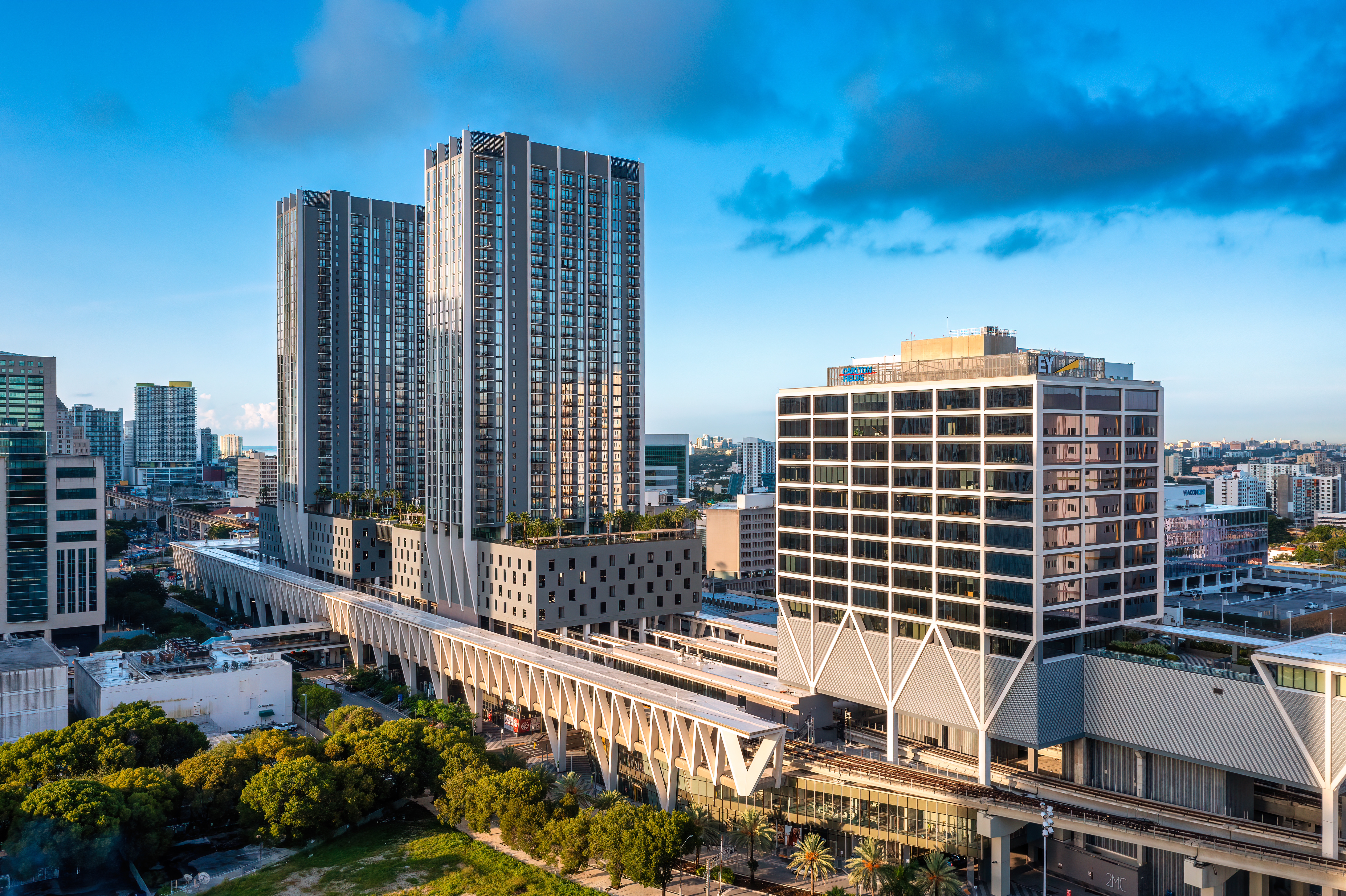 Brightline's MiamiCentral station features apartments and offices built over the transportation hub with ground-floor retail options. (Brightline)