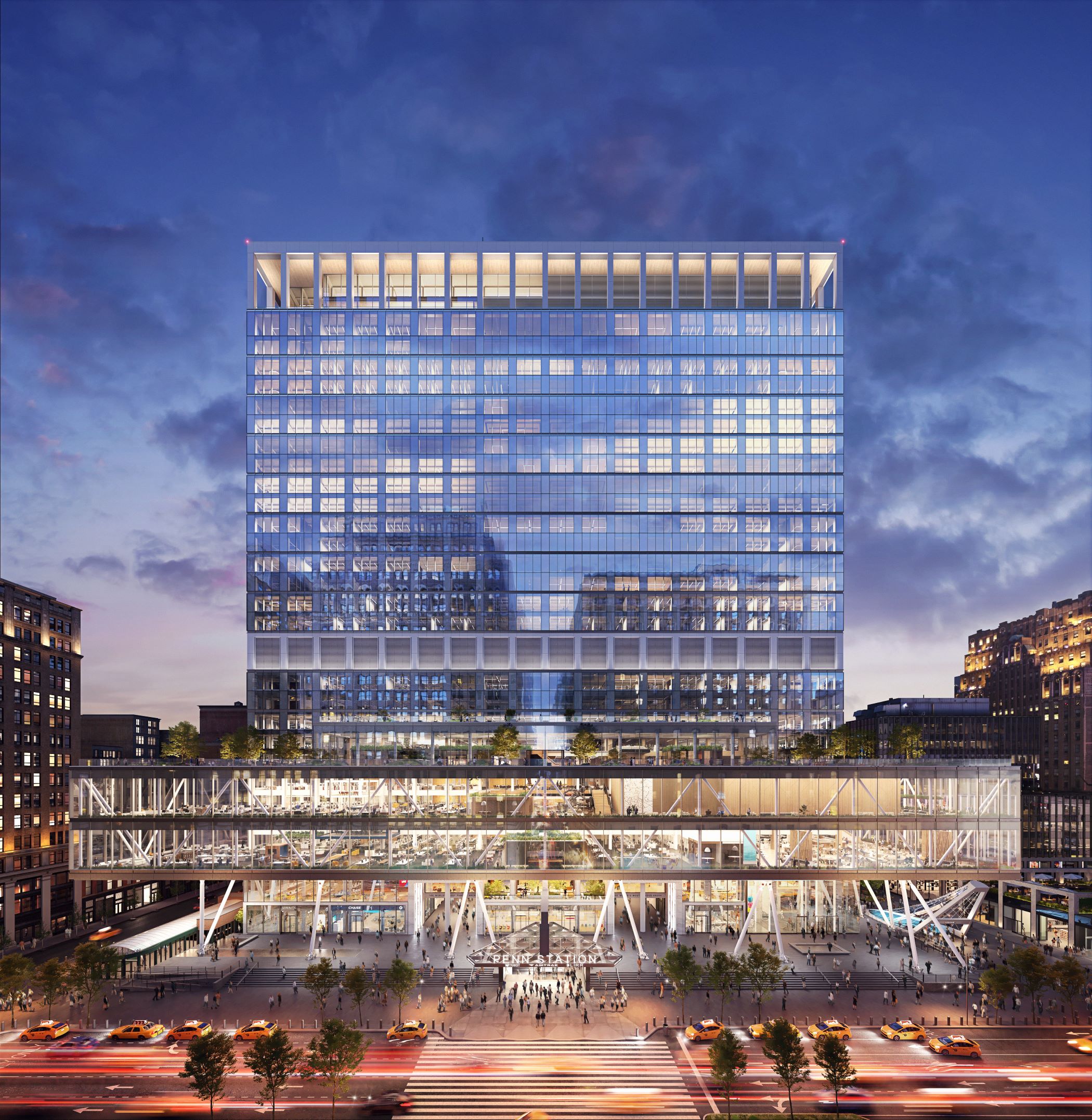 Vornado Realty Trust, known for projects such as Manhattan's Penn District development, depicted in a rendering, said it will postpone dividend payments until the end of the year. (Vornado) 