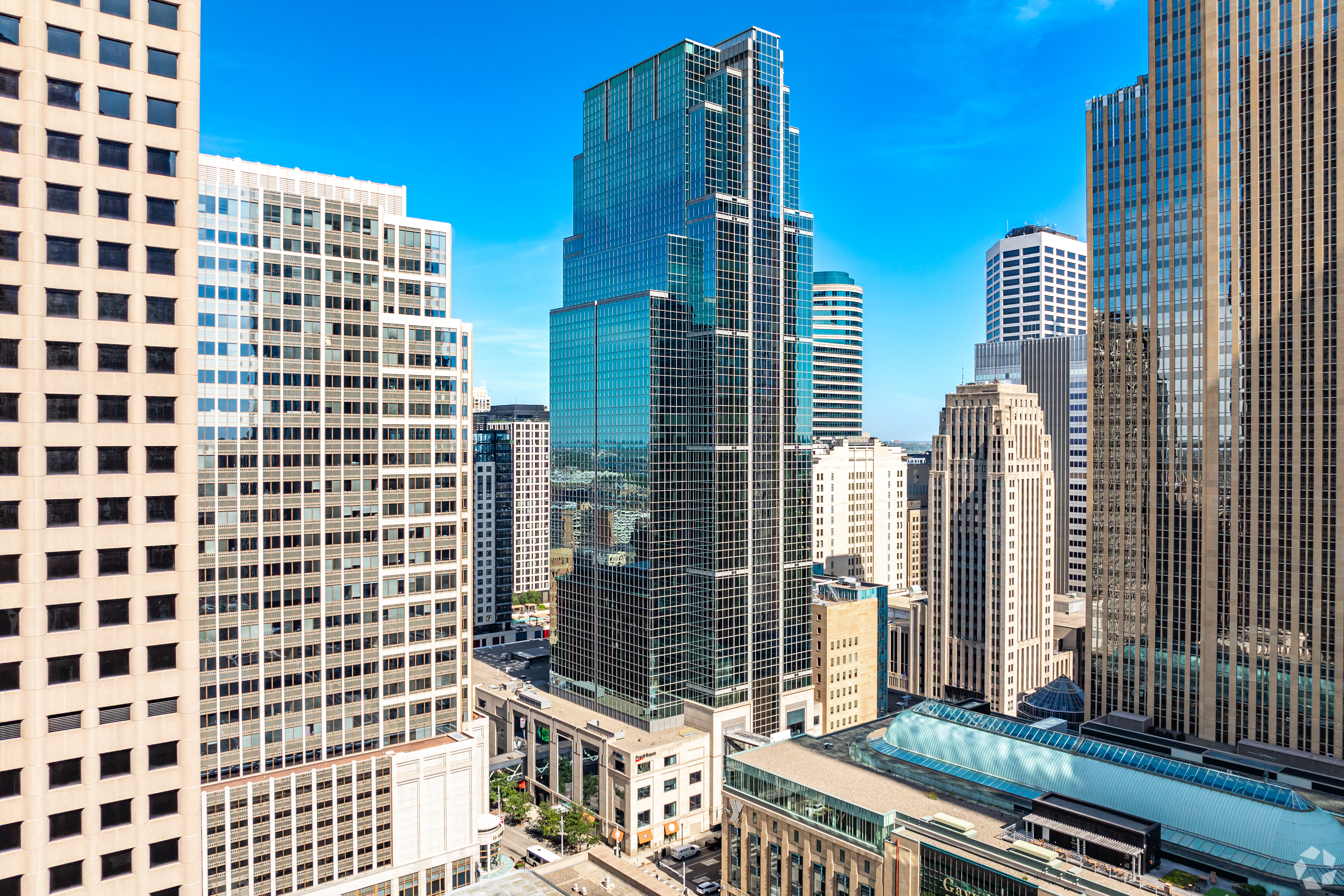 This office tower, called 60 South Sixth, in Minneapolis is one of the properties in the KBS REIT III portfolio that has found new financing. (CoStar)