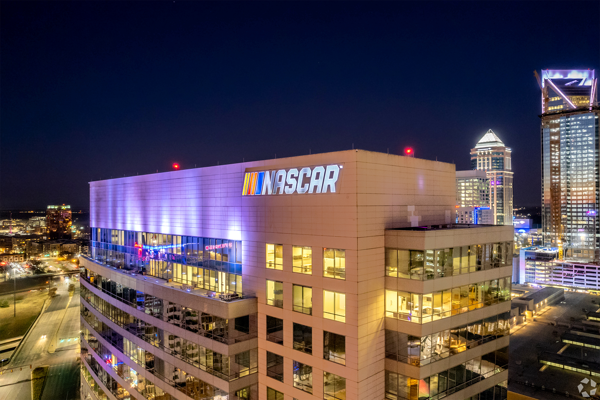 Professional racing association NASCAR is building a new media production facility in Concord, North Carolina, but will retain office space in downtown Charlotte. (Ryan Gwilliam/CoStar)