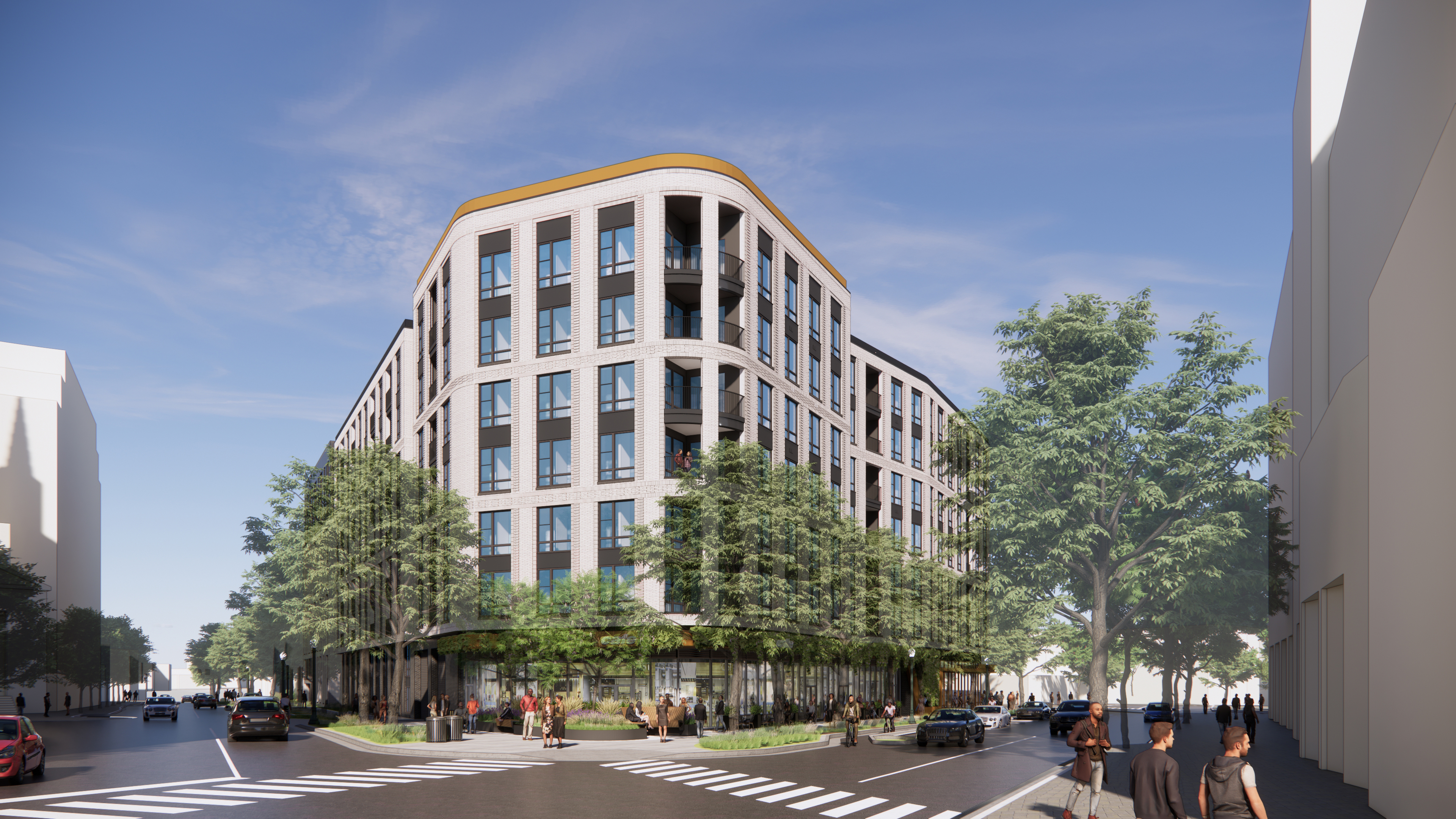 A rendering of the multifamily building Carr is planning at 3033 Wilson Blvd. in Arlington, Virginia. (Courtesy of Carr Properties)