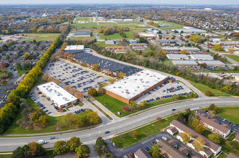 The Northwest Corporate Plaza is a two-building light industrial complex in Hilliard, Ohio. (CoStar)