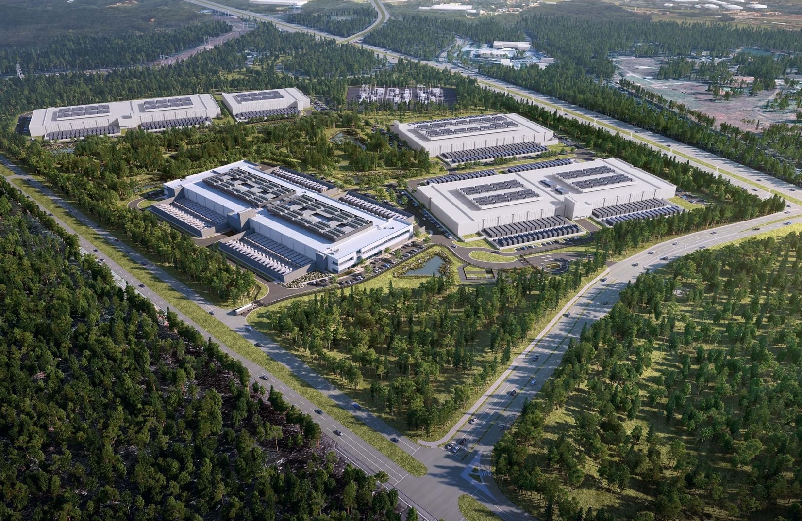 A rendering shows a data center proposed by Corscale in Prince William County, Virginia. (Corscale)
