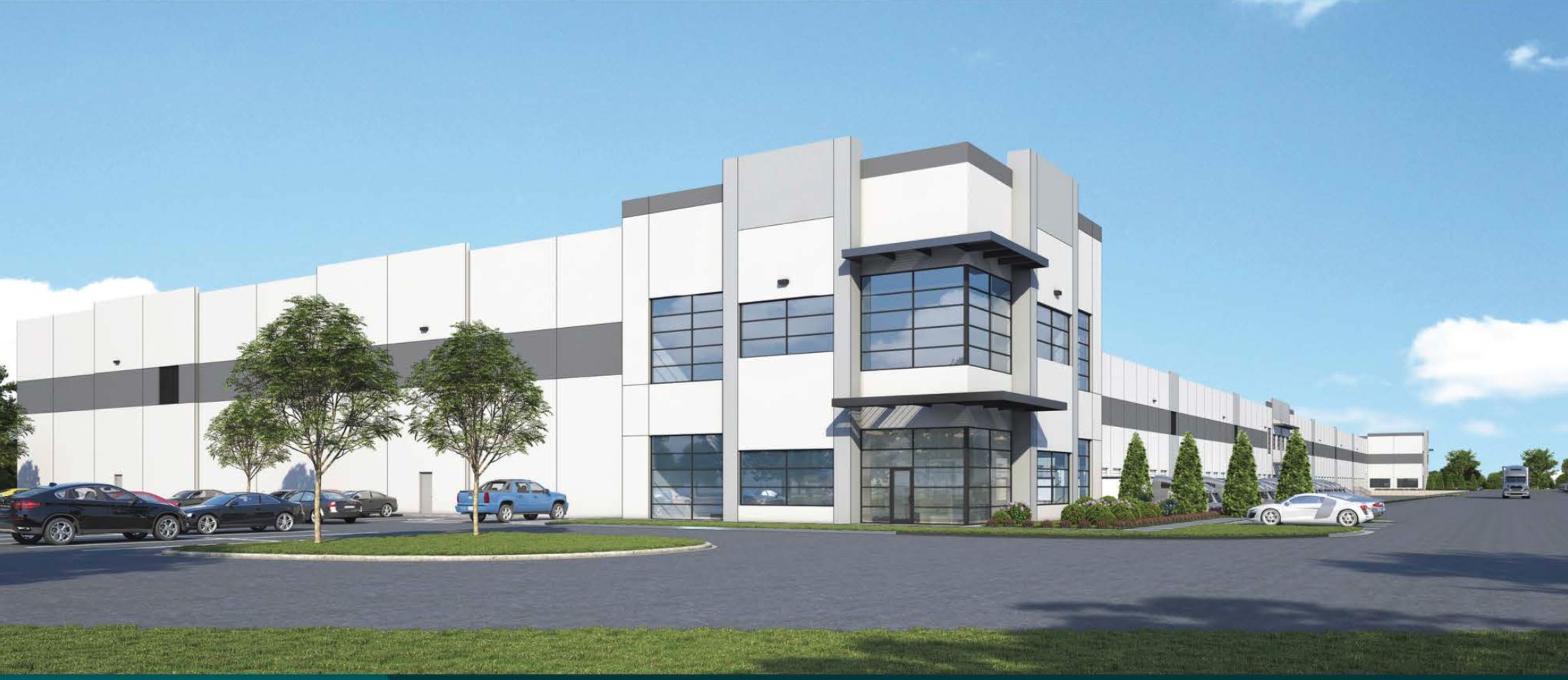 A conceptual rendering of the two-building industrial project being built by Crow Holdings Development in East Dallas. (Stream Realty Partners)