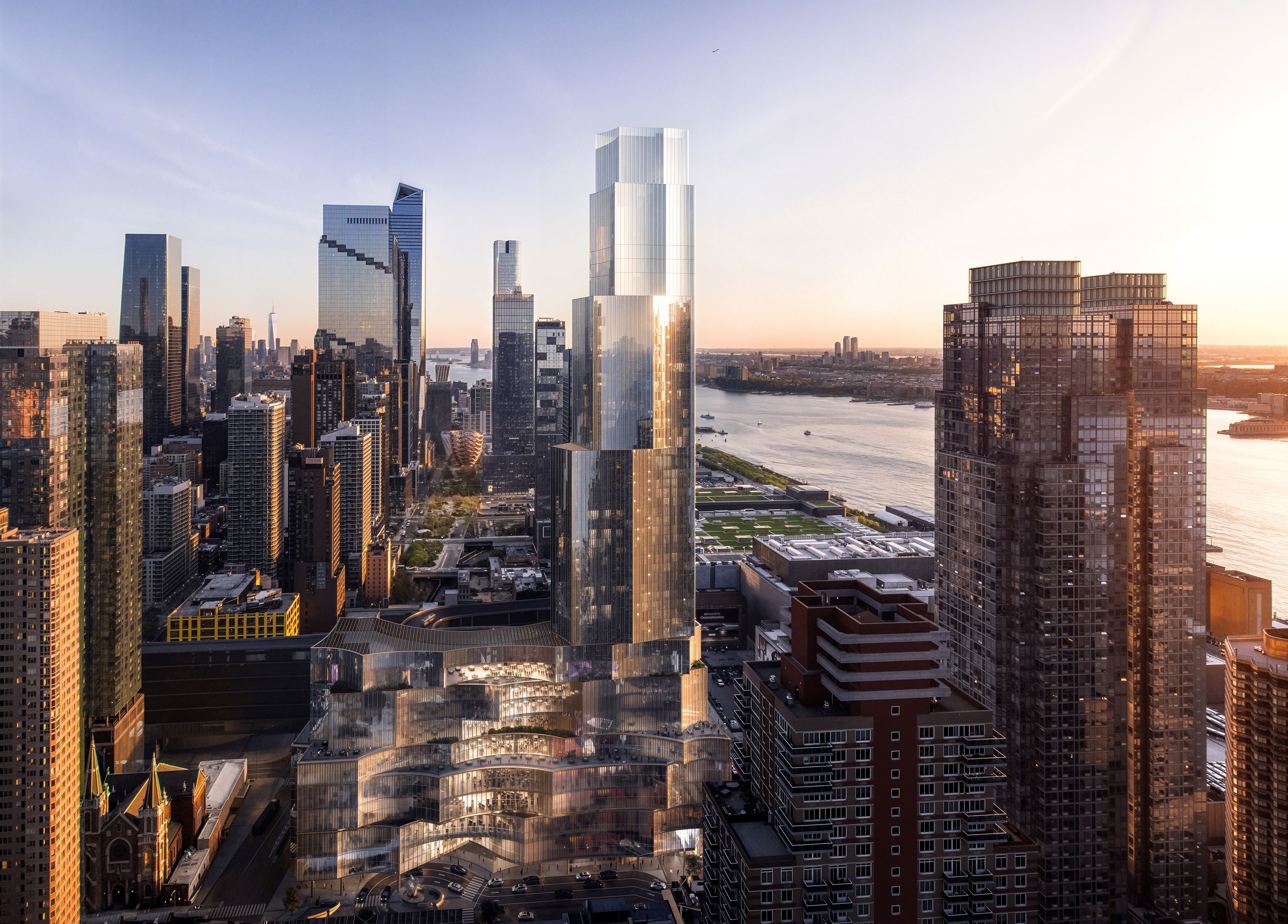 Silverstein and its partners plan to build a 45-story mixed-use casino resort complex on Manhattan's far west side. (Silverstein Properties/Binyan Studios)