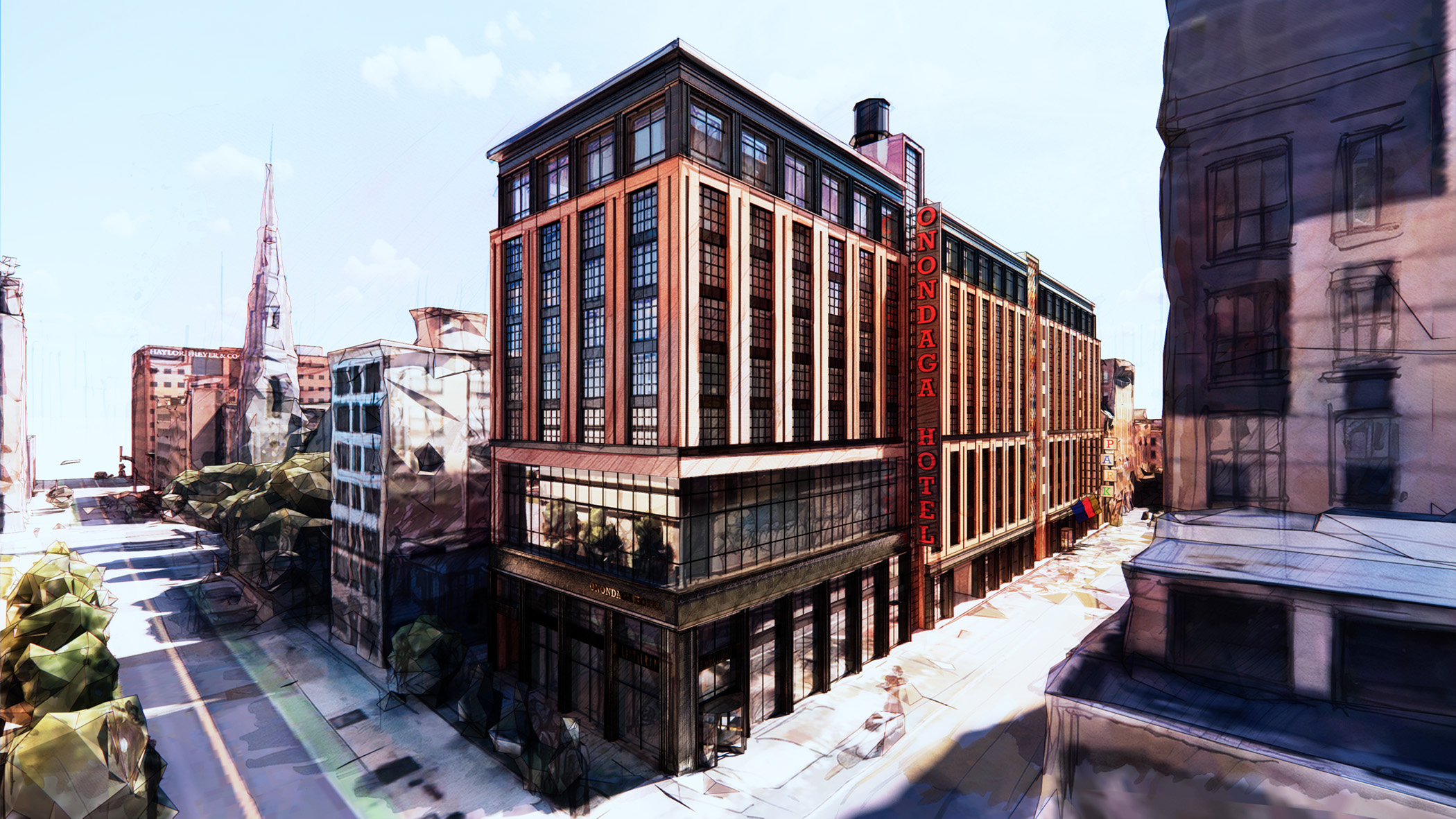 The city of Syracuse selected a developer to build a nine-story Hilton Curio Collection hotel downtown. (Sun Development & Management)