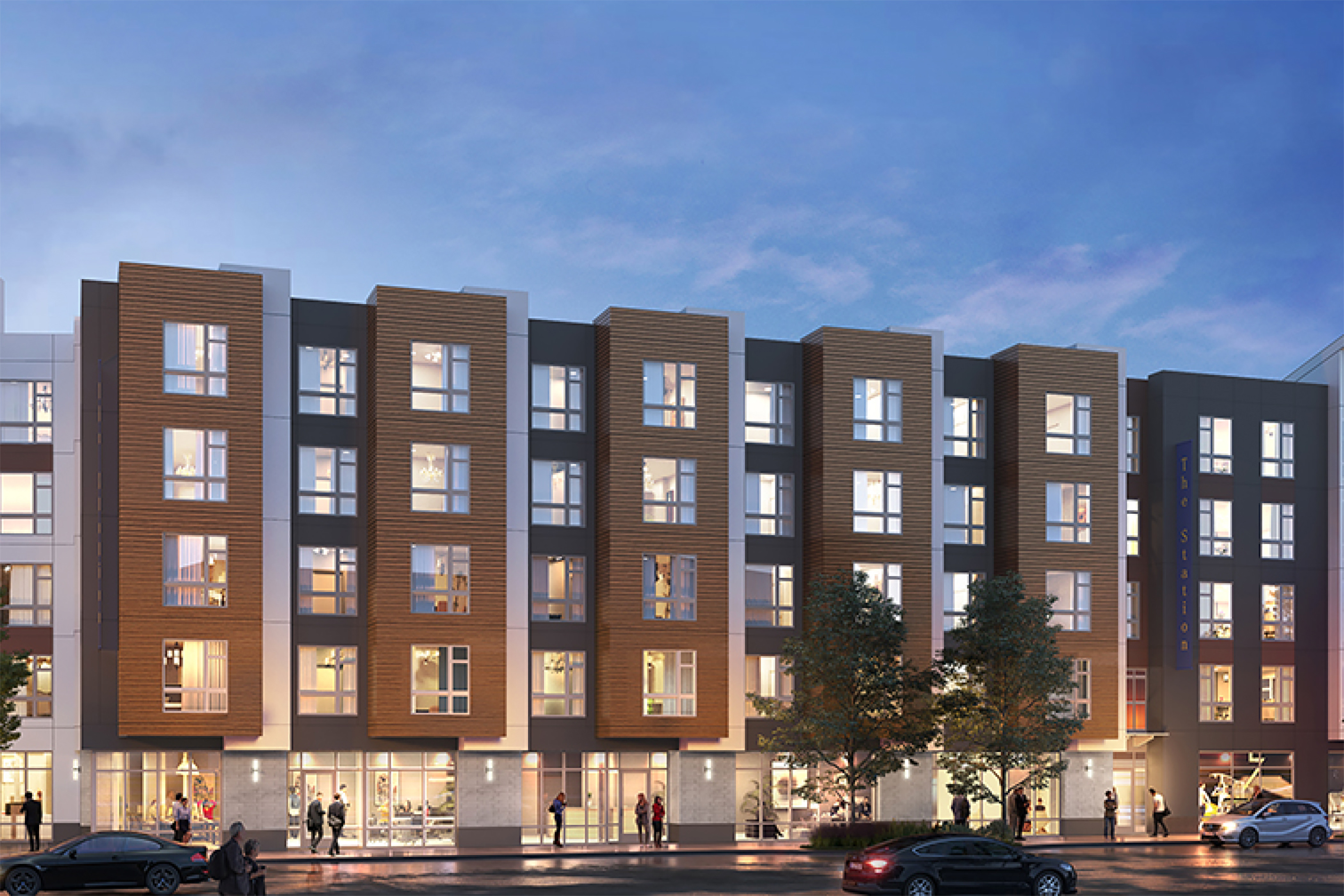 Sares Regis Group's 191-unit multifamily proposal in San Mateo, California, has been approved and cleared for groundbreaking. (BDE Architecture) 