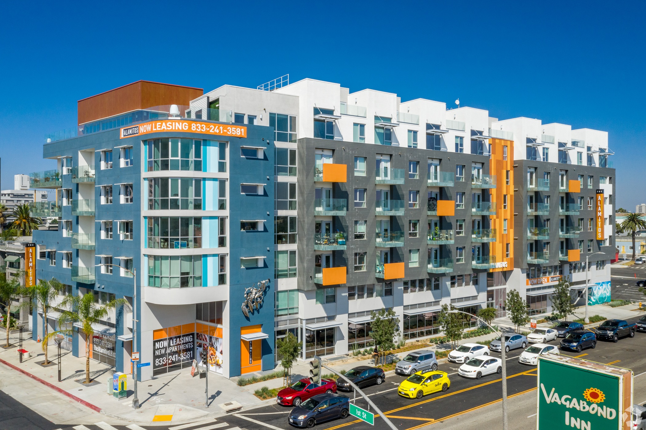 The 136-unit 101 Alamitos Ave. in Long Beach, California, was built in 2020. (CoStar)