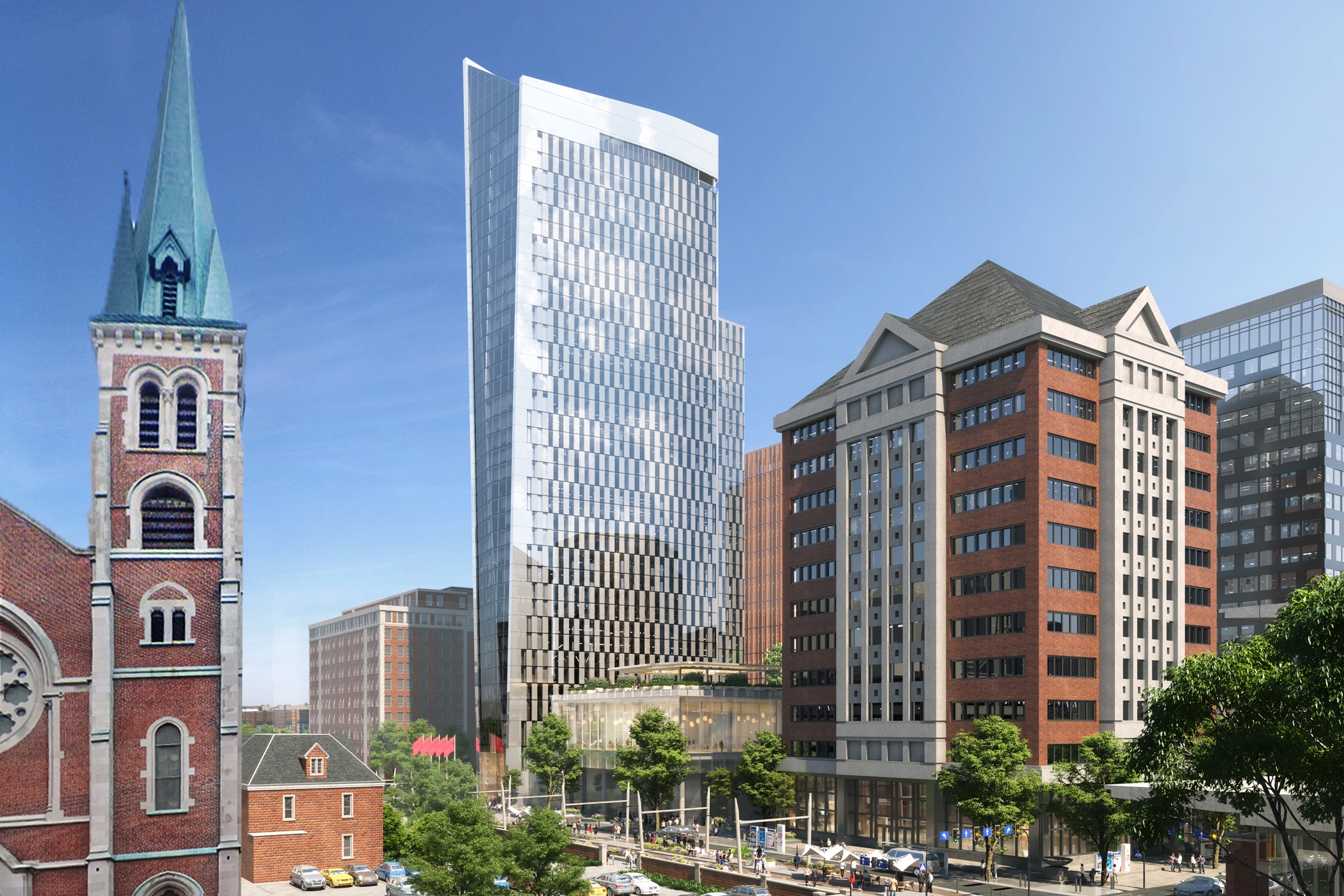 Shown is a rendering of the Indiana Convention Center Expansion and Signia by Hilton Indianapolis. (Ratio Architects)