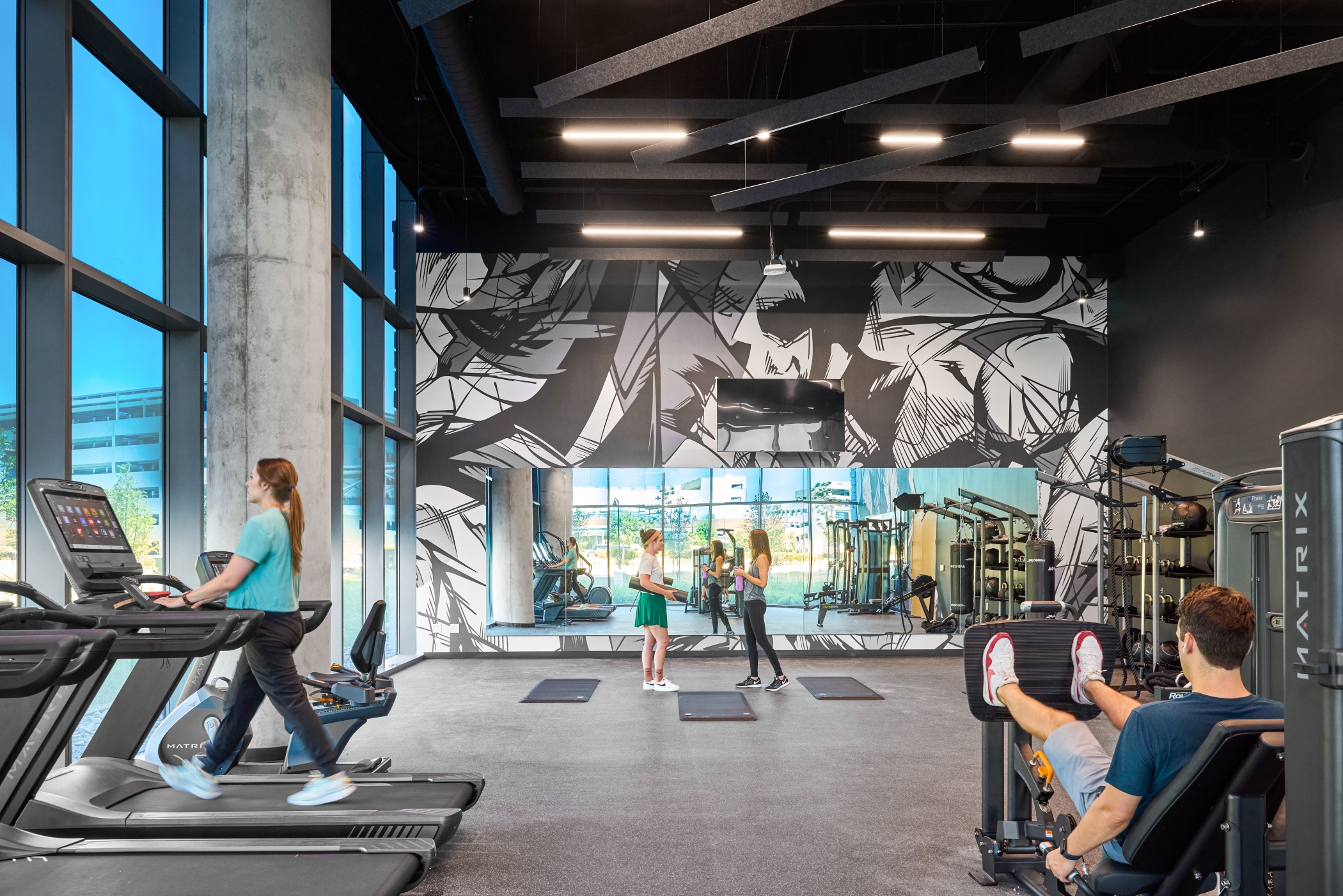 A fitness center with a personal instructor is open to Wells Fargo's thousands of employees 24 hours a day, seven days a week. (Kurt Griesbach/Corgan)