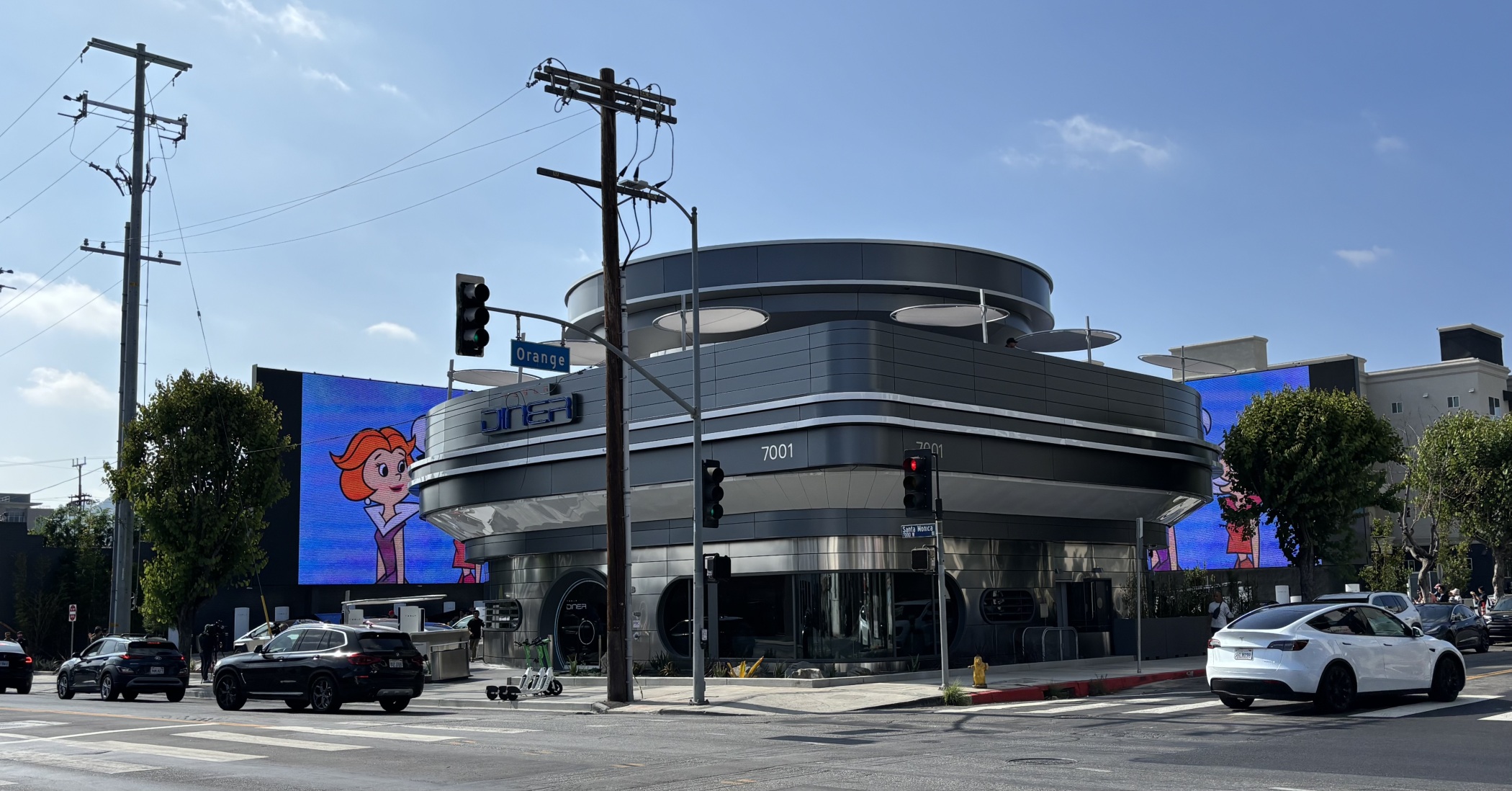 Tesla Diner sits on the corner of Santa Monica Blvd and Orange Street near the border of Hollywood and West Hollywood. (Brannon Boswell/CoStar)
