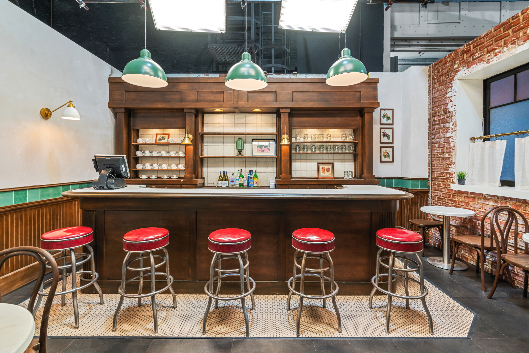 A café-style bar set is one of several prebuilt environments at Sunset Studios’ Sunset Las Palmas lot, part of a push to attract fast-turn vertical drama productions. (Sunset Studios)