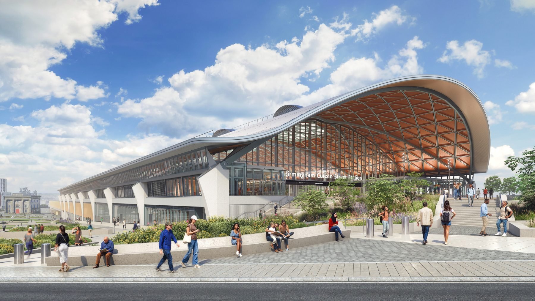 Artist's impression of the proposed Birmingham Curzon Street Station in preparation for the arrival of HS2, close to the Woodman pub where the tour started (HS2)