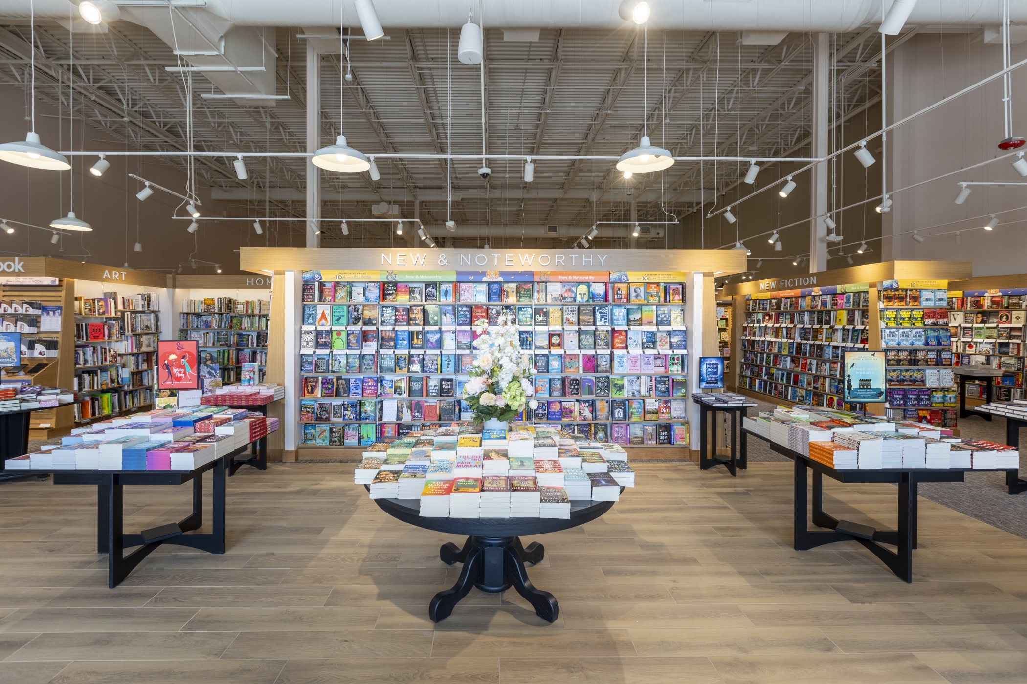 The entry of a Barnes & Noble in Nebraska, seen here, shows the retailer's new Victorian pink and light-wood finishes within a store. (Barnes & Noble)