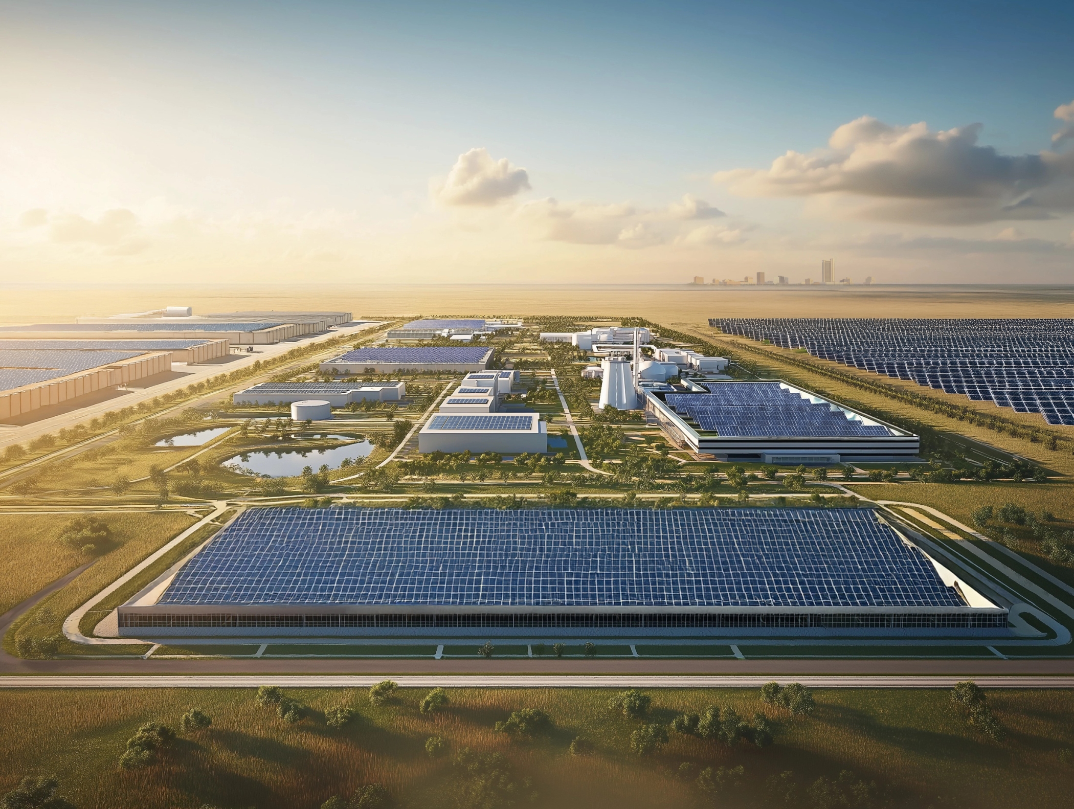 Another conceptual rendering of the proposed 11-gigawatt data center campus to support rapid AI growth in the Texas Panhandle. (Fermi America)
