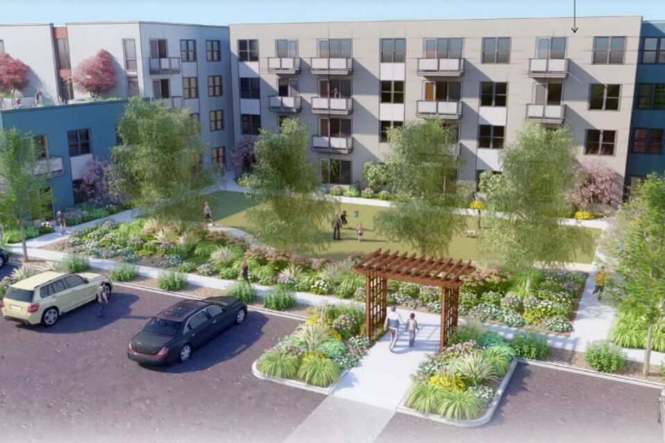 The Elements apartments is expected to finish construction in mid-2023. (Rendering/Thorofare Capital)