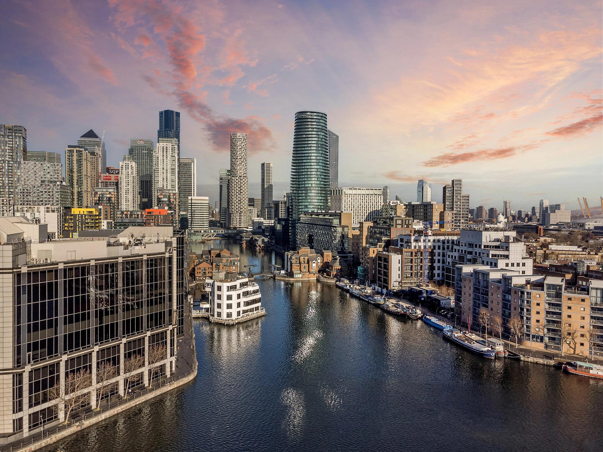 Drone shots taken over Isle of Dogs in Canary Wharf. (Amelia Cauwenbergh/CoStar)