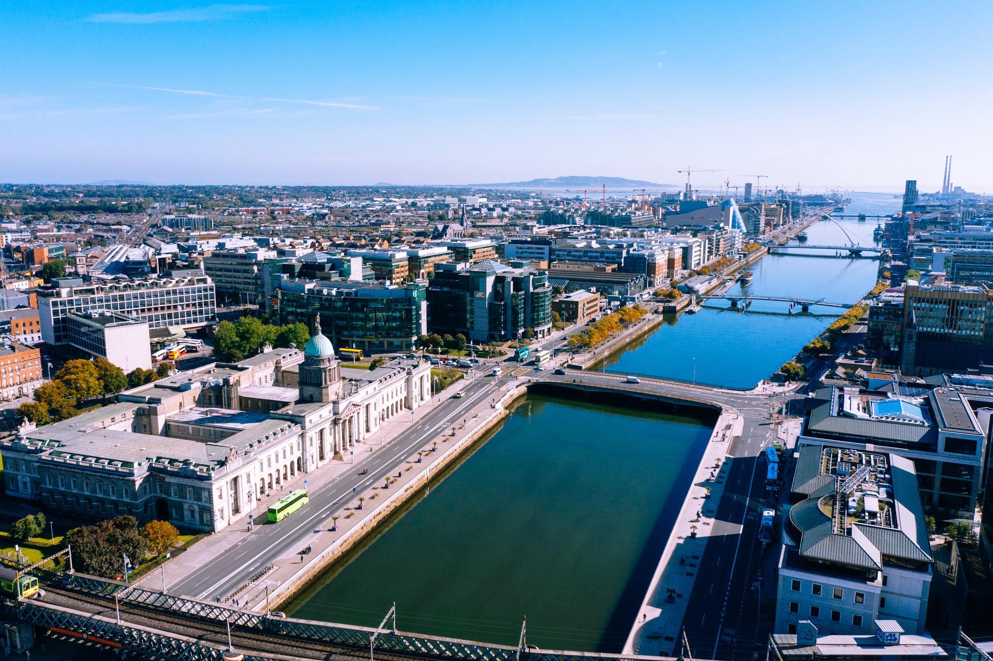 Dublin aerial view with Liffey river and O'Connell bridge (Getty Images)
