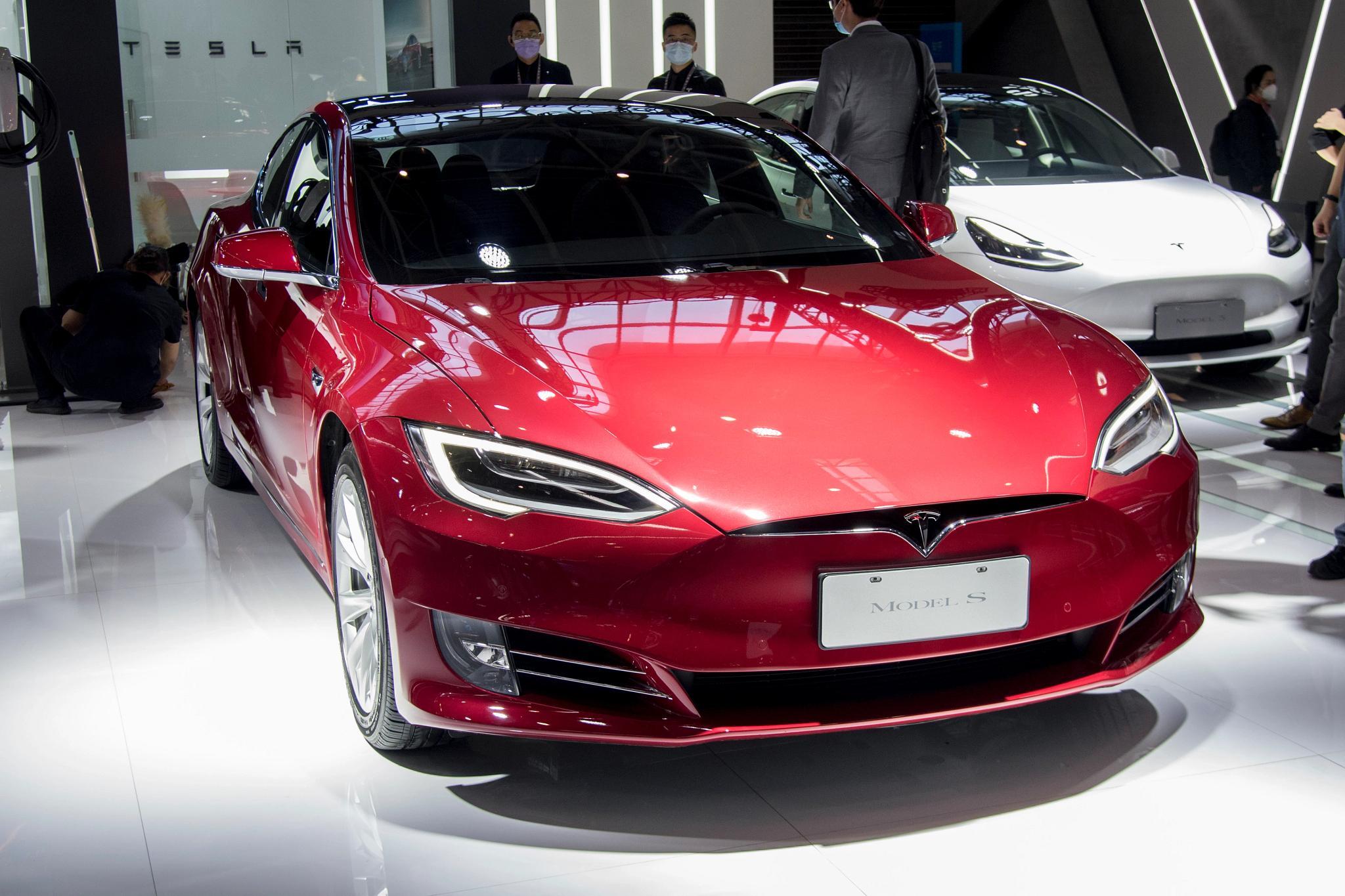 A Tesla Model S electric car is on display during 2020 Beijing International Automotive Exhibition (Auto China 2020)  (Photo by VCG/VCG via Getty Images) 