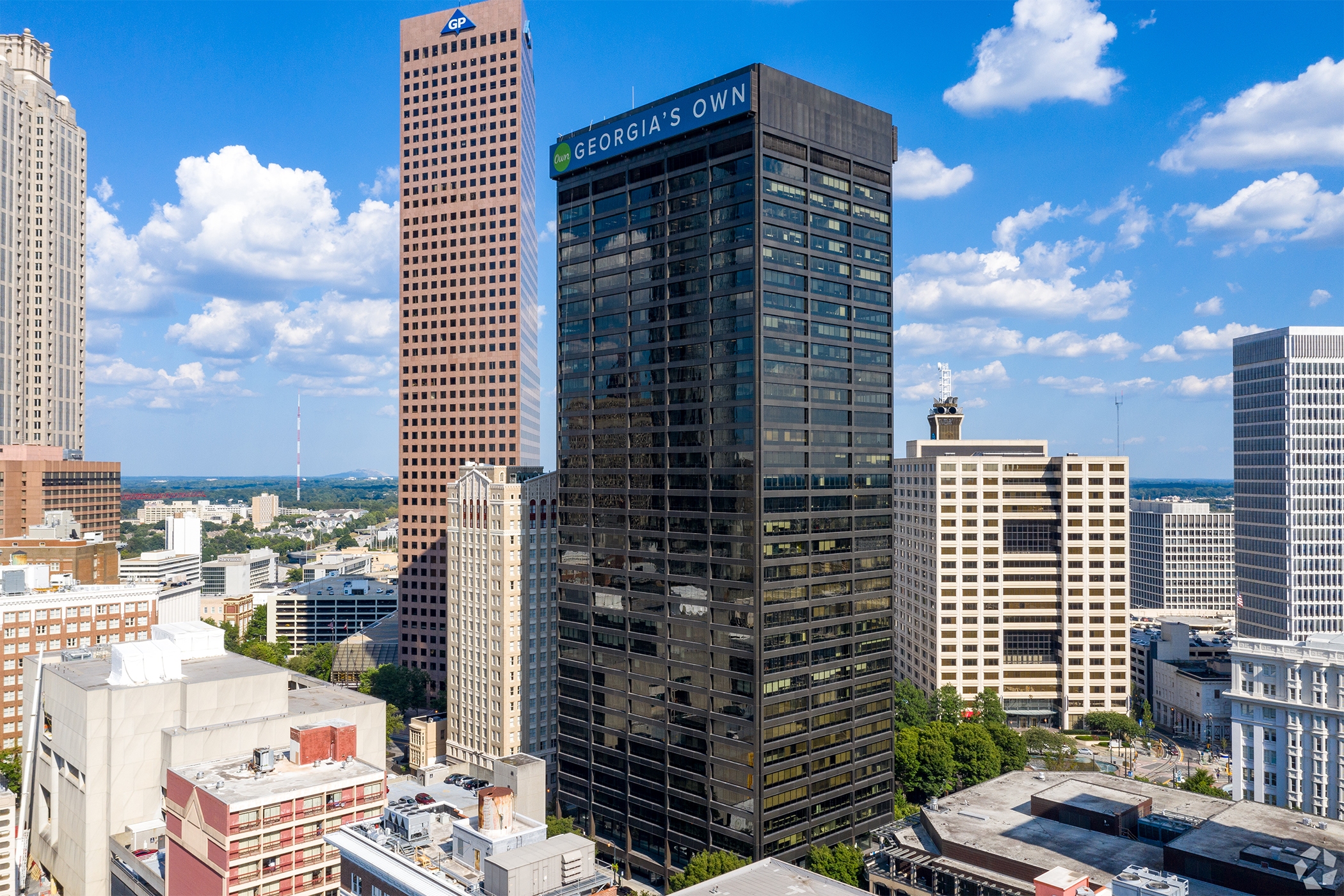 JLL has been hired to market for sale the office tower at 100 Peachtree St., formerly known as The Equitable Building, in downtown Atlanta. (Thaddeus Rombauer/CoStar)