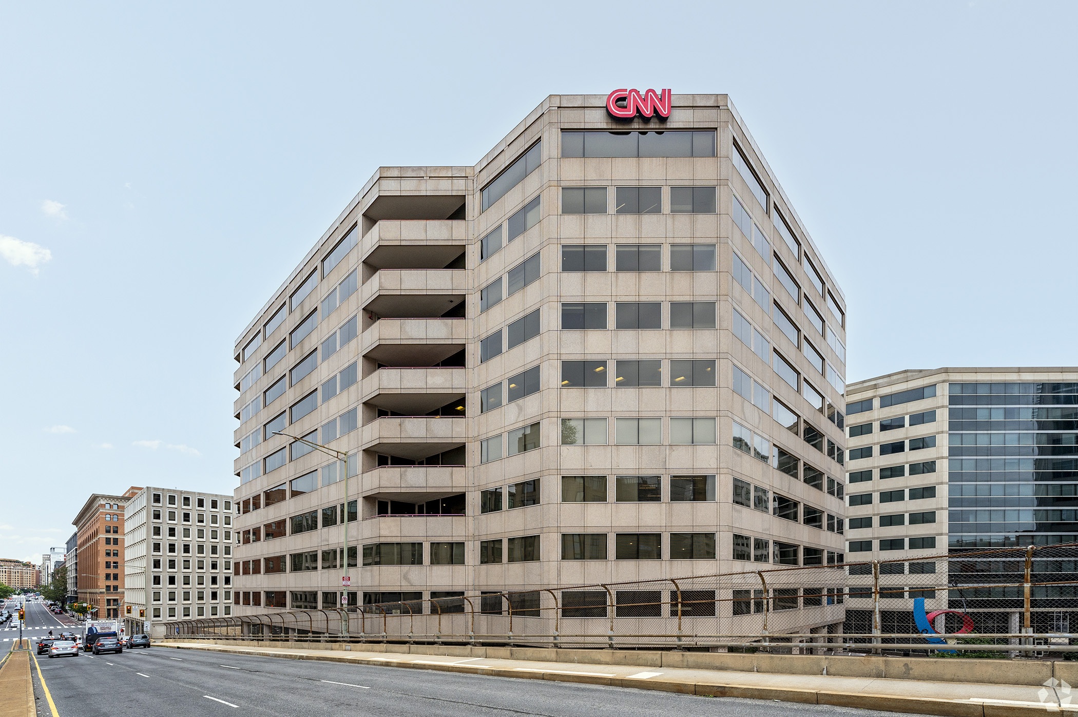 The CNN headquarters building at 820 First St. NE in Washington, D.C., backs a loan moved to special servicing. (CoStar)