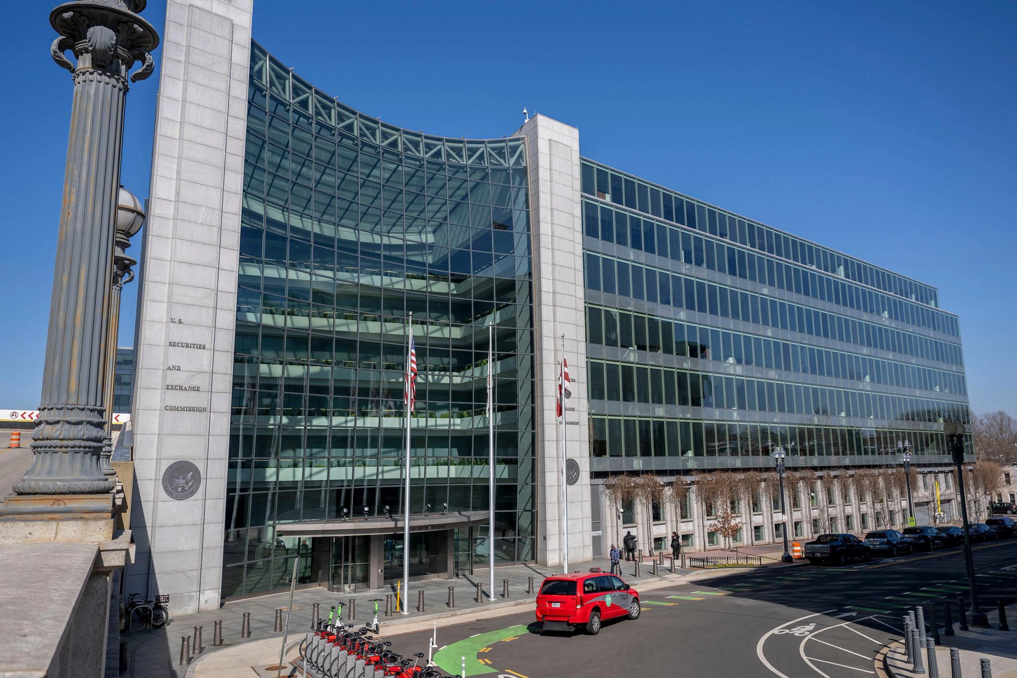 The US Securities and Exchange Commission (SEC) headquarters in Washington, DC, US, on Monday, March 3, 2025. The US Securities and Exchange Commission is offering eligible employees a $50,000 incentive to resign or retire by April 4, according to an email reviewed by Bloomberg. Photographer: Daniel Heuer/Bloomberg via Getty Images (Bloomberg via Getty Images)