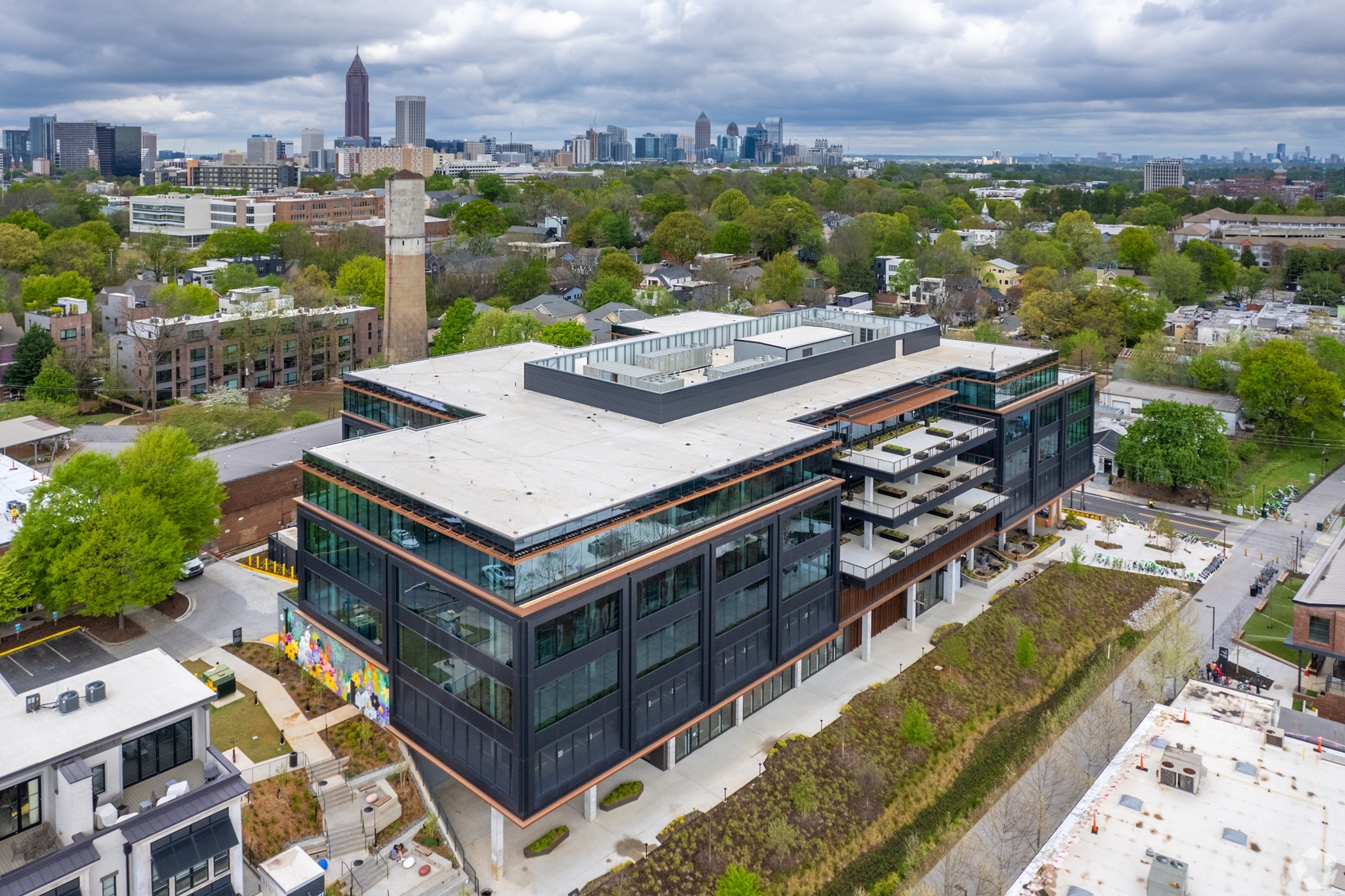 Rivian plans to occupy the top floor and lobby of Junction Krog District, an office building located on Atlanta's Beltline walking path. (CoStar)