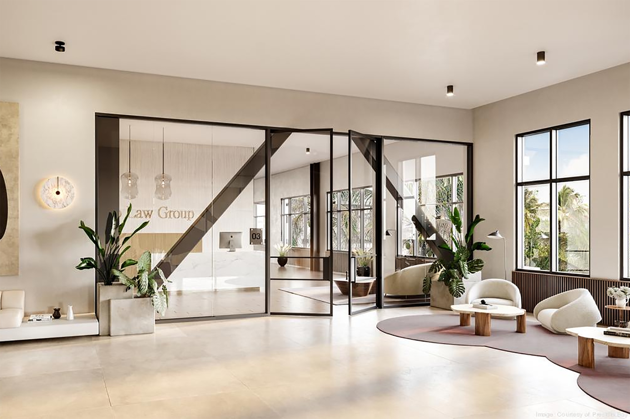 A coworking company and private equity firm have signed on to take more than 40,000 square feet of space at Menlo Park's new Springline mixed-use development. (Presidio Bay Ventures)