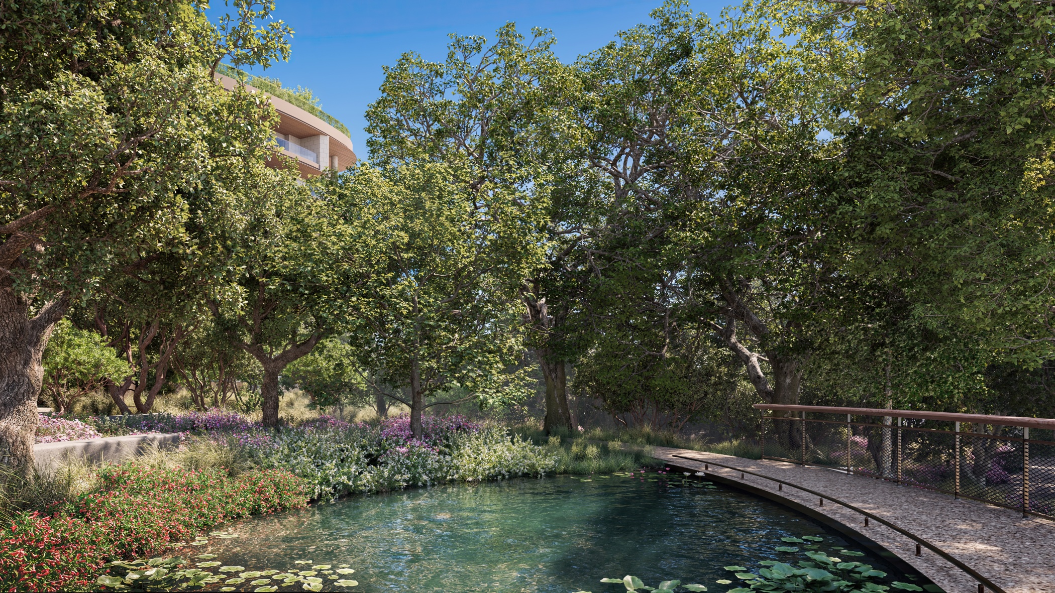 Curated trees aim to create the feel of a luxury garden. (Foster + Partners)