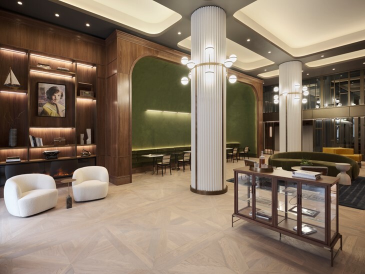 The Herald Building in Washington, D.C., turned a lobby area housing an old boardroom into lounge space. (Marx Realty)