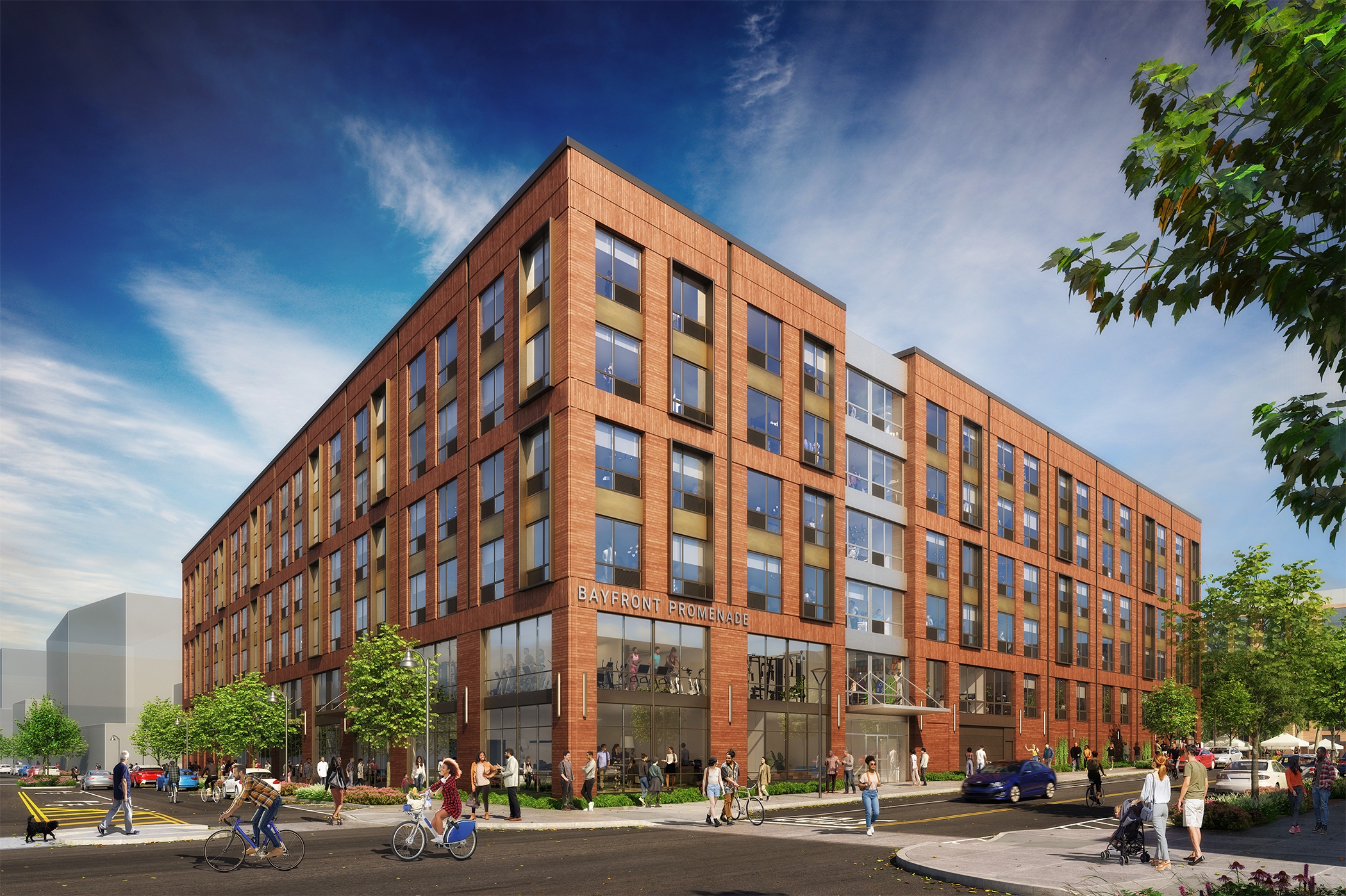 Bayfront Promenade will offer a wide array of amenities, such as an outdoor terrace, a community lounge, a coworking lounge/media room, a fitness center, yoga room, a dog wash, and bike storage. (Office of the Jersey City Mayor) 