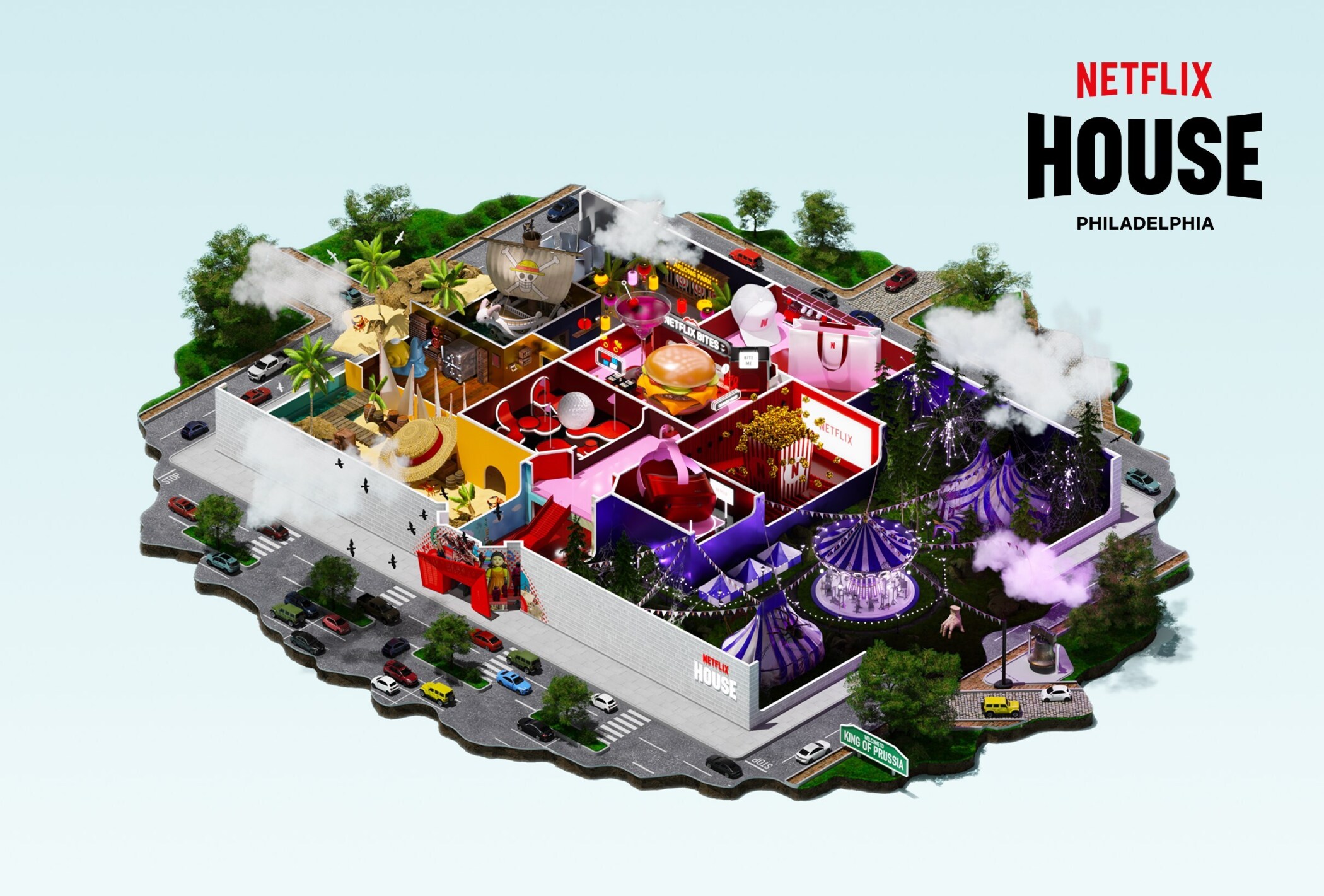 A rendering depicts the Netflix House planned for a former Lord & Taylor store in King of Prussia, Pennsylvania. (Netflix)