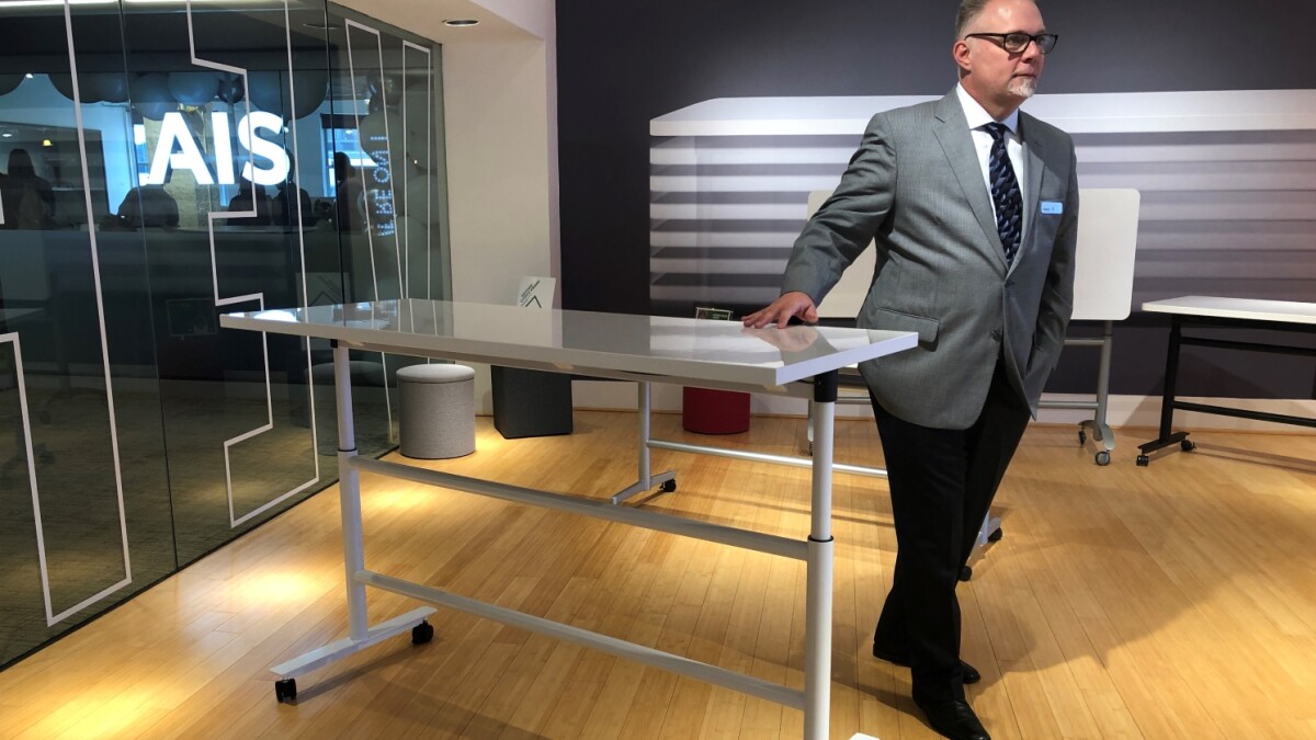 Versteel's simple, but function table earns a NeoCon design accolade. Photo: Richard Lawson/CoStar Group