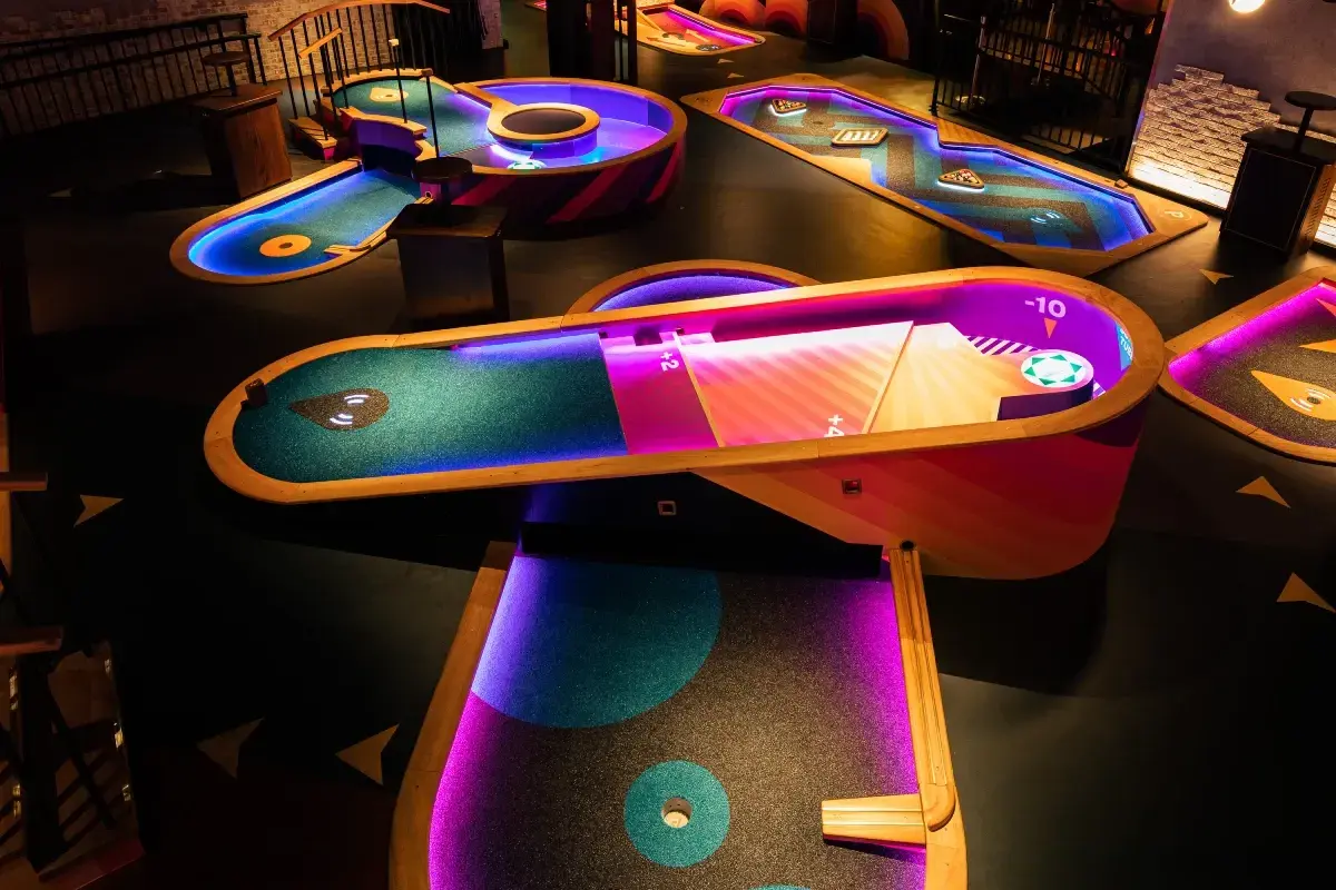 Puttshack opened at Westfield Old Orchard in Skokie, Illinois, on Wednesday. (Puttshack)